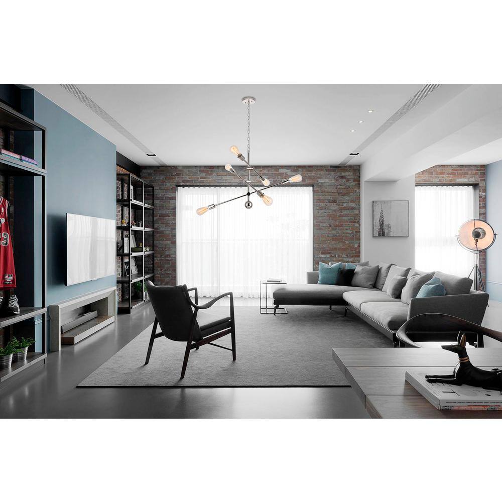 Angle. Living District - Axel 6 Lights polished Nickel Pendant - Polished Nickel.