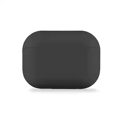 Front. RadEnergy - Shungite Silicone Cover for AirPods 4th Gen with Keychain - Black.