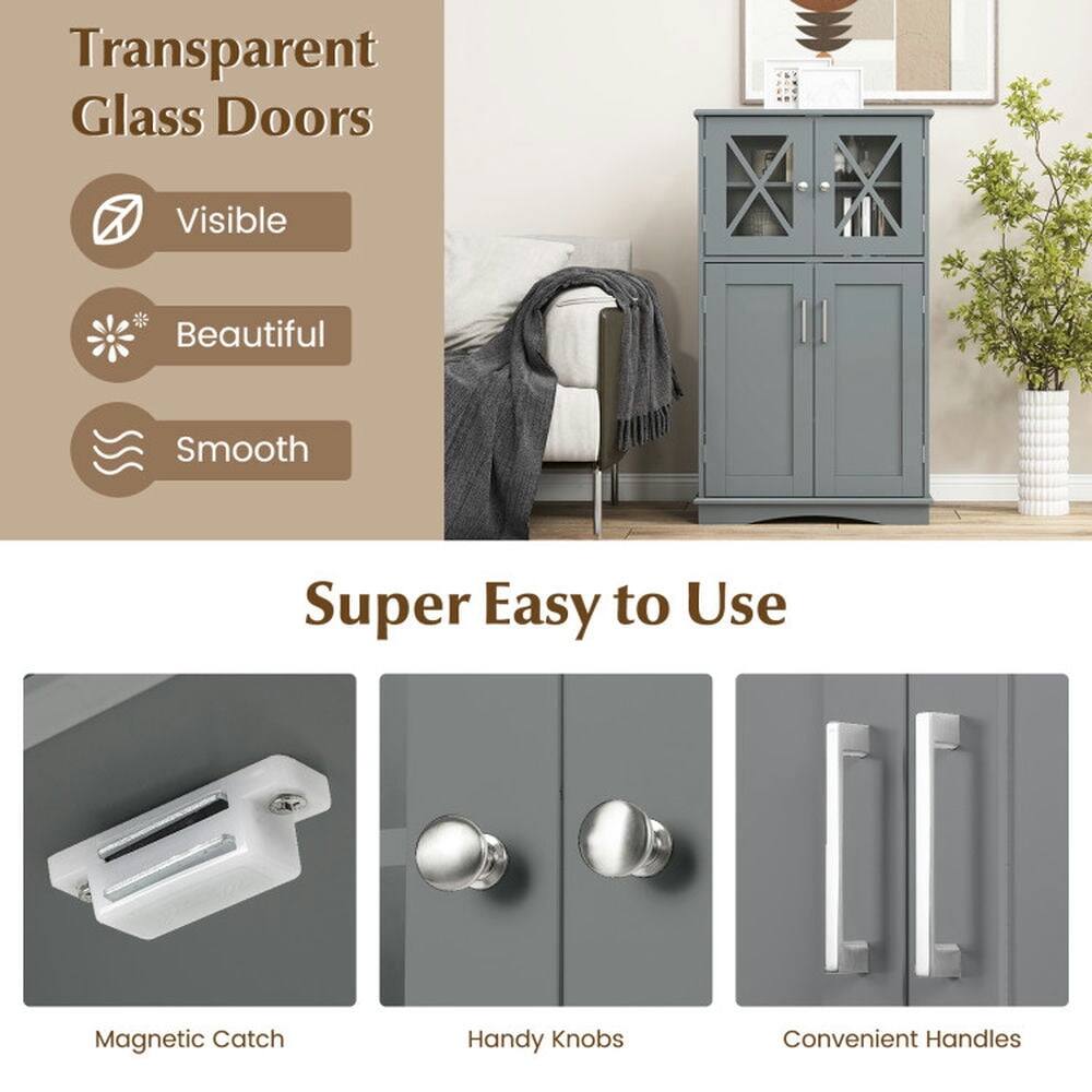 Transparent Glass Doors  
- Visible  
- Beautiful  
- Smooth  

Super Easy to Use  
- Magnetic Catch  
- Handy Knobs  
- Convenient Handles