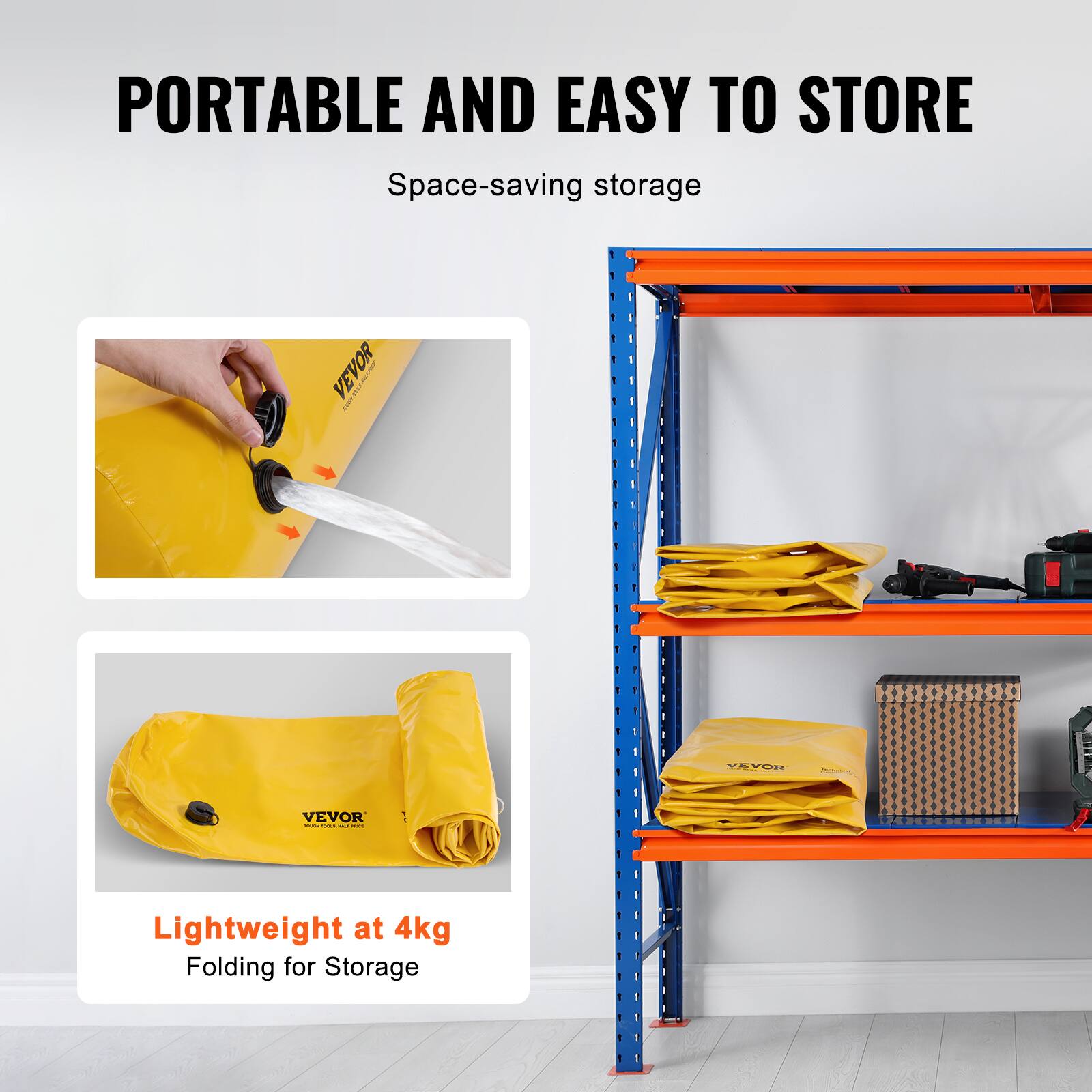 PORTABLE AND EASY TO STORE  
Space-saving storage  

Lightweight at 4kg  
Folding for Storage