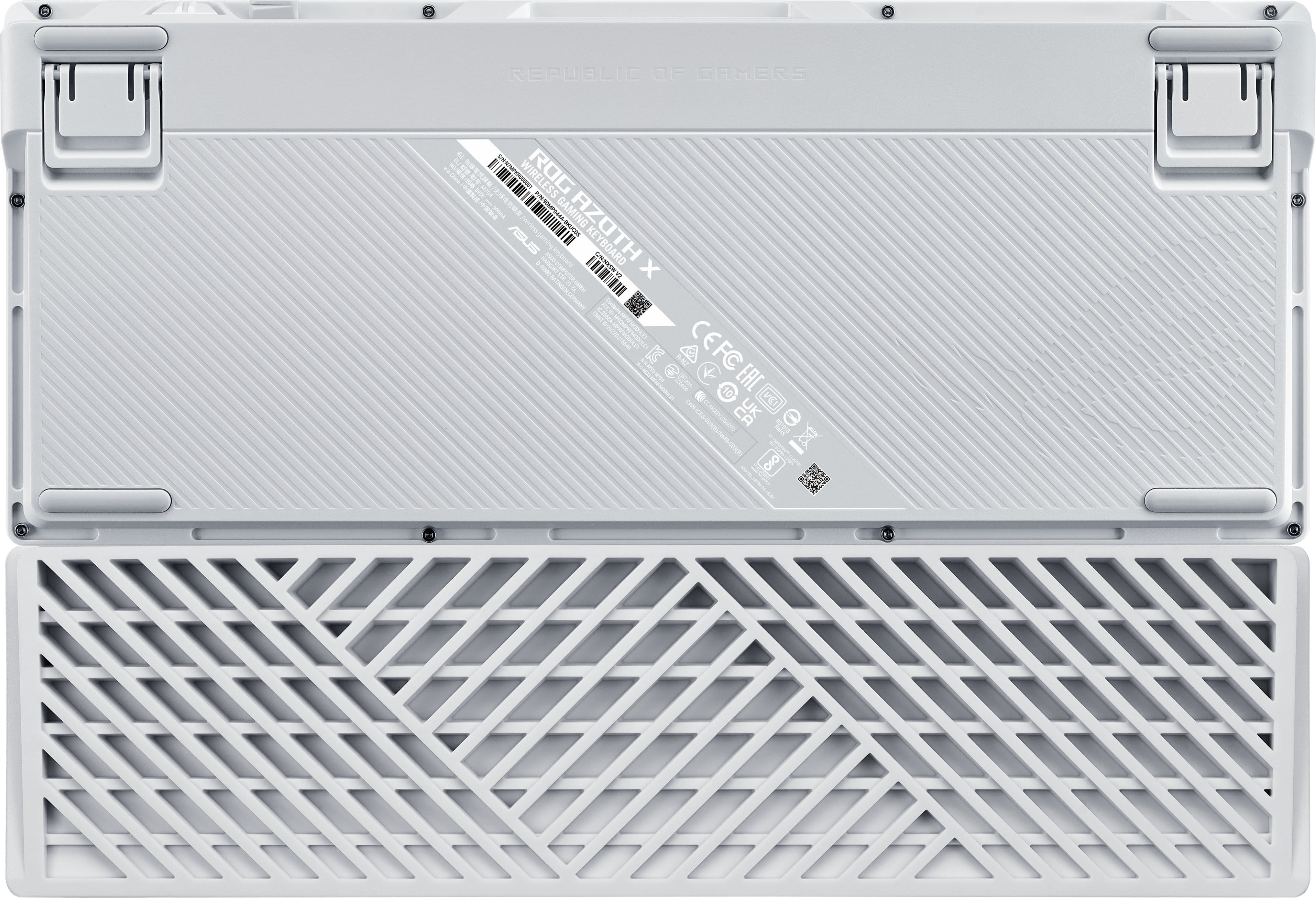 The text on the image reads: "Republic of Gamers E.NS WRX-S - Sam4 DIO - Gaming Asus - tofend N AZOTH - L Keyboard - CC TOIHIIN - x - ngrohtn UwW.TISD - CEFC - FN | 1 Claes CEFC - C A 10 - 8 -".