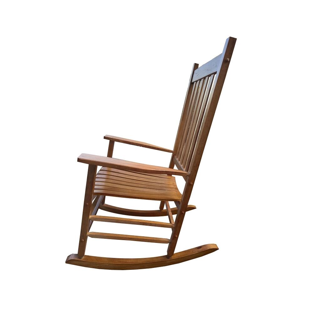 Alt View 2. Loheer - Loheer Adult Rocking Chair Solid Wood Brown Porch Rocker for Balcony and Patio - Brown.