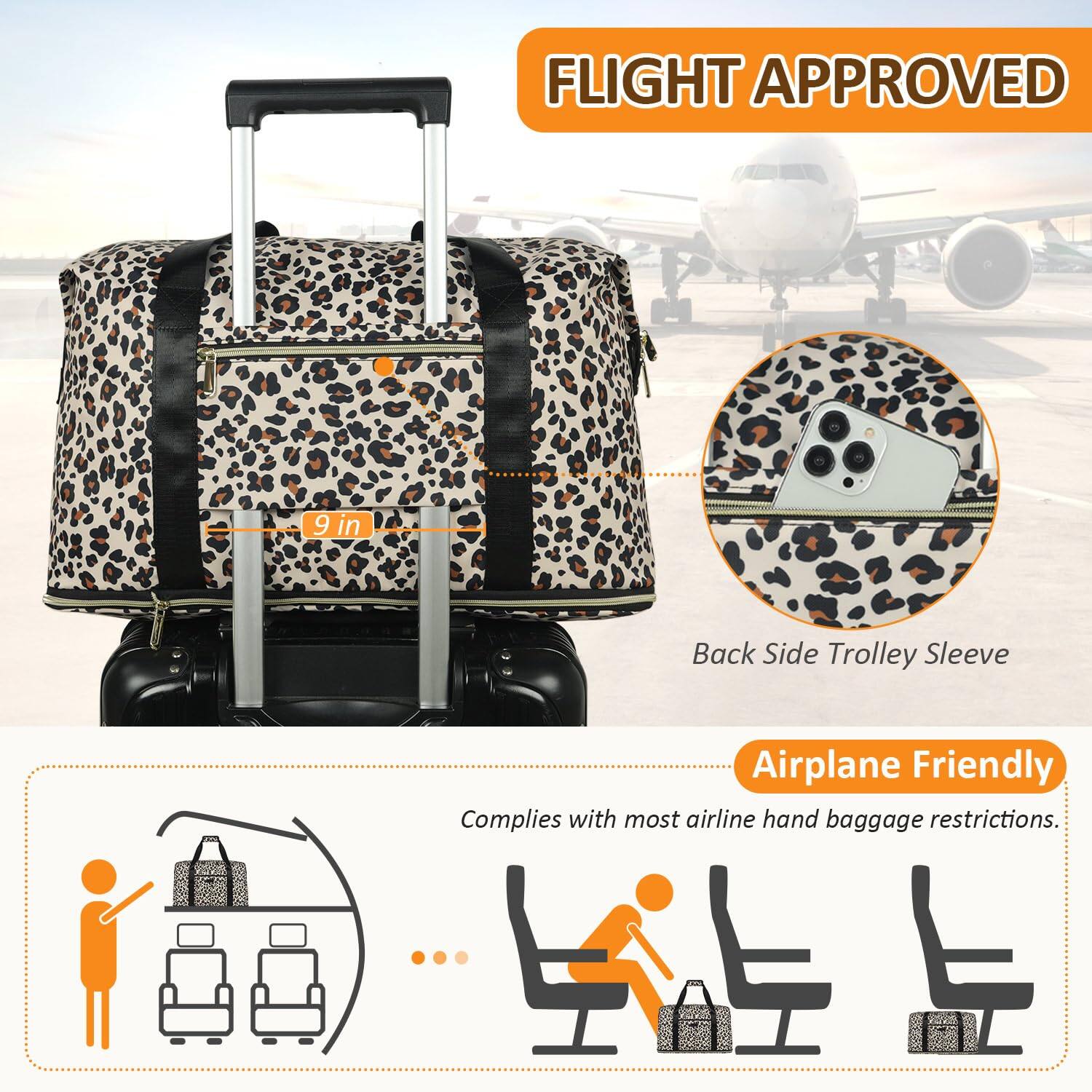 FLIGHT APPROVED

9 in

Back Side Trolley Sleeve

Airplane Friendly

Complies with most airline hand baggage restrictions.