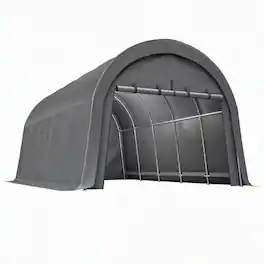 RYHNUYNE - 12x20 FT Carport Canopy Steel Frame Dome Roof Double-Zipper Doors Waterproof Garage - Gray