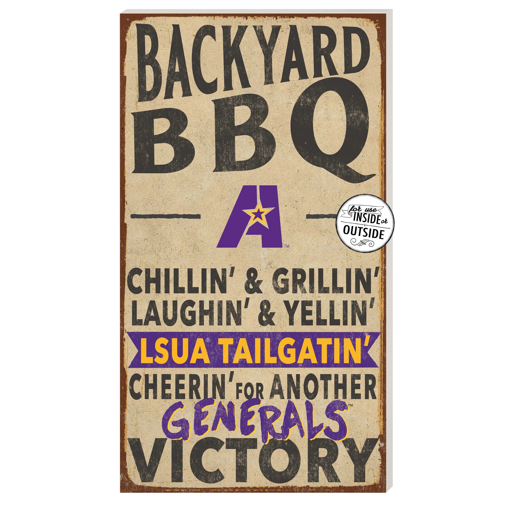 Jardine - LSUA Generals 11" x 20" Indoor/Outdoor BBQ Sign - Brown