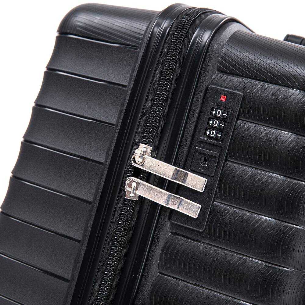 Alt View 4. Ropilly - Ropilly 4 Piece Luggage Set Hard Shell Suitcase Set with Cosmetic Case Black - Black.