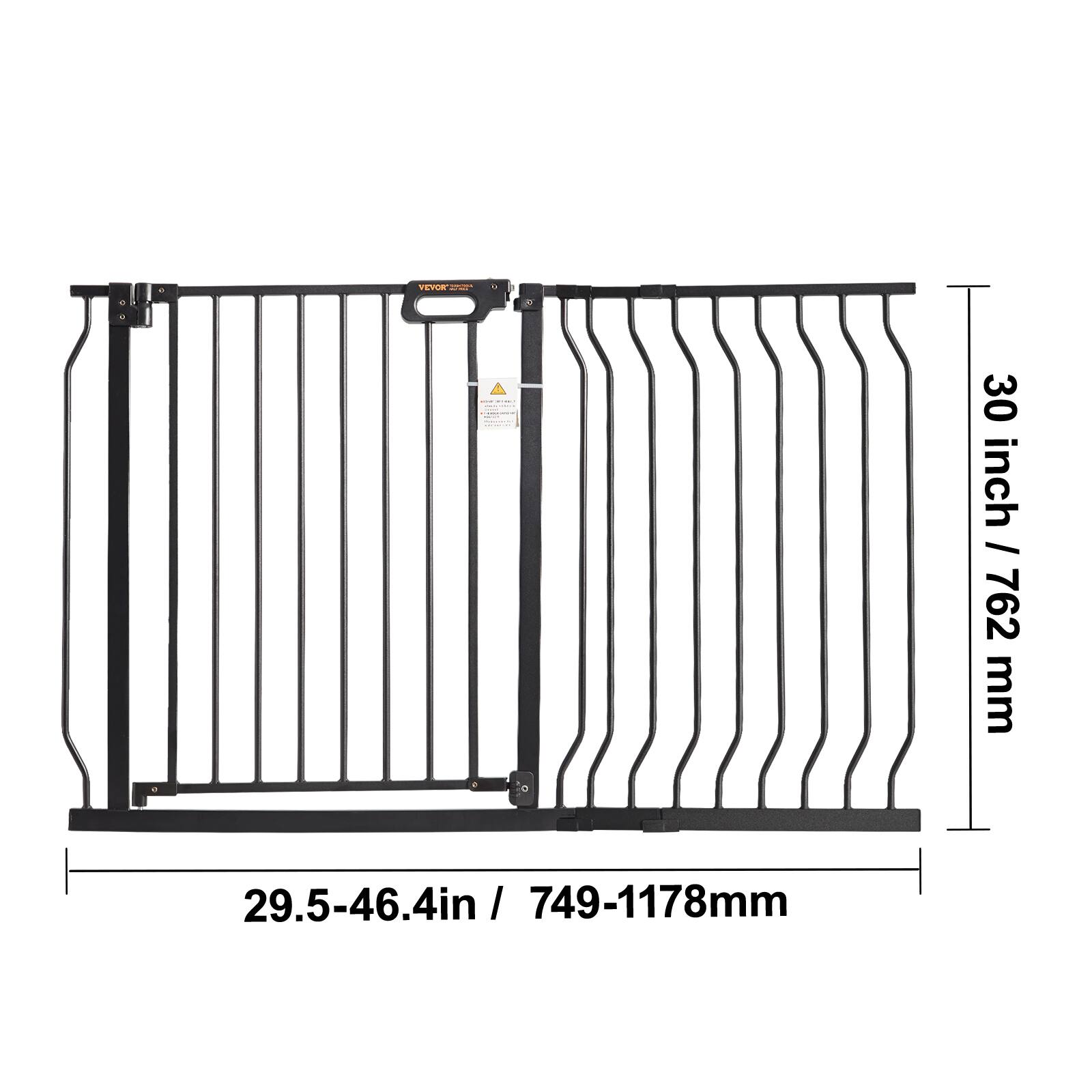The corrected text is:

"30 inch / 762 mm
29.5-46.4 in / 749-1178 mm"