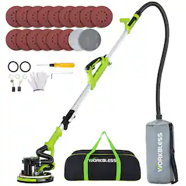 Unique Bargains - 1050W Automatic Drywall Sander, Popcorn Ceiling Removal Tool, Vacuum Dust Collector, 7 Variable Speed 15pcs Discs