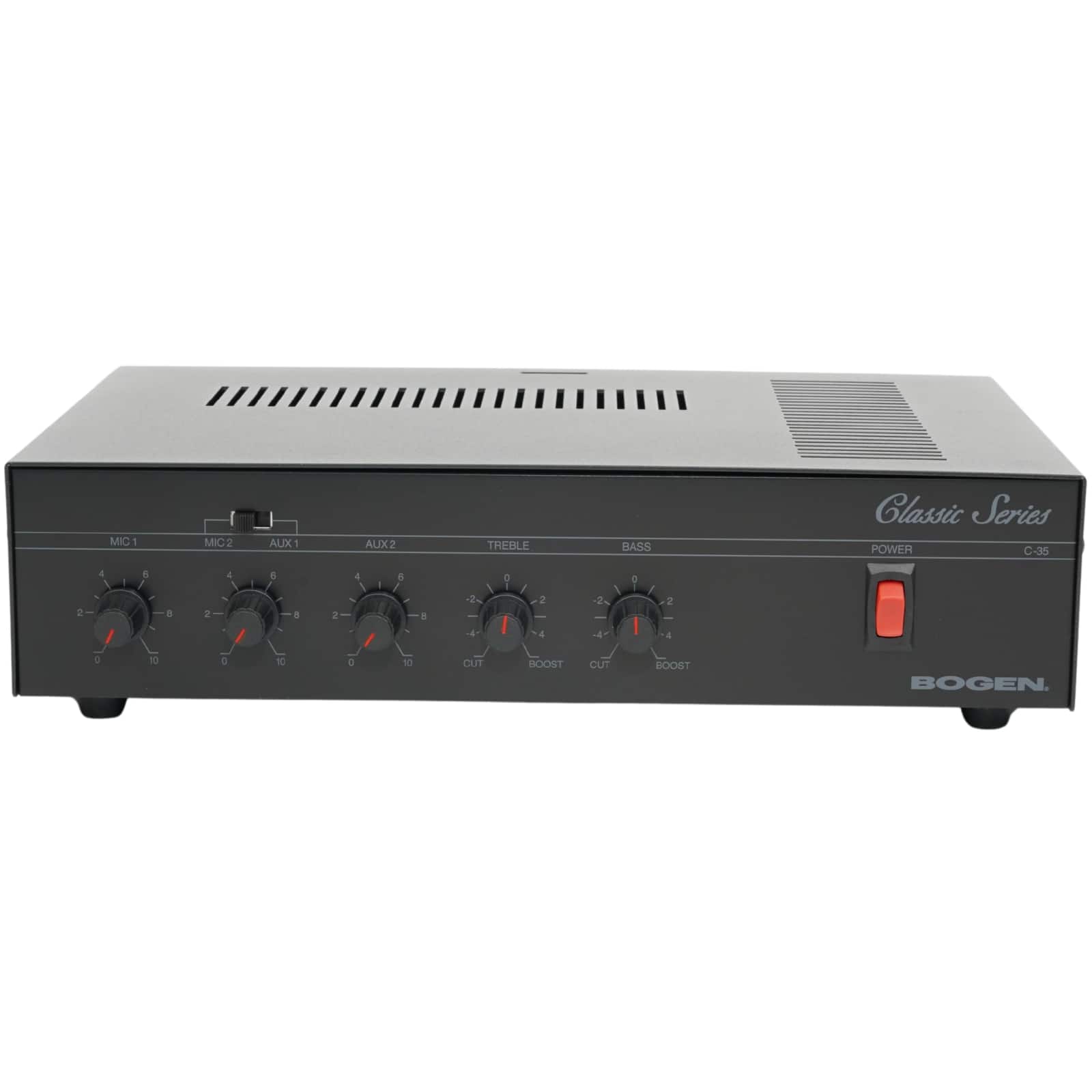 Bogen - C35 Classic Series 35W Public Address Mixer Amplifier, 4-Input PA System, 25V-70V, Rack Mountable, UL Listed - Black