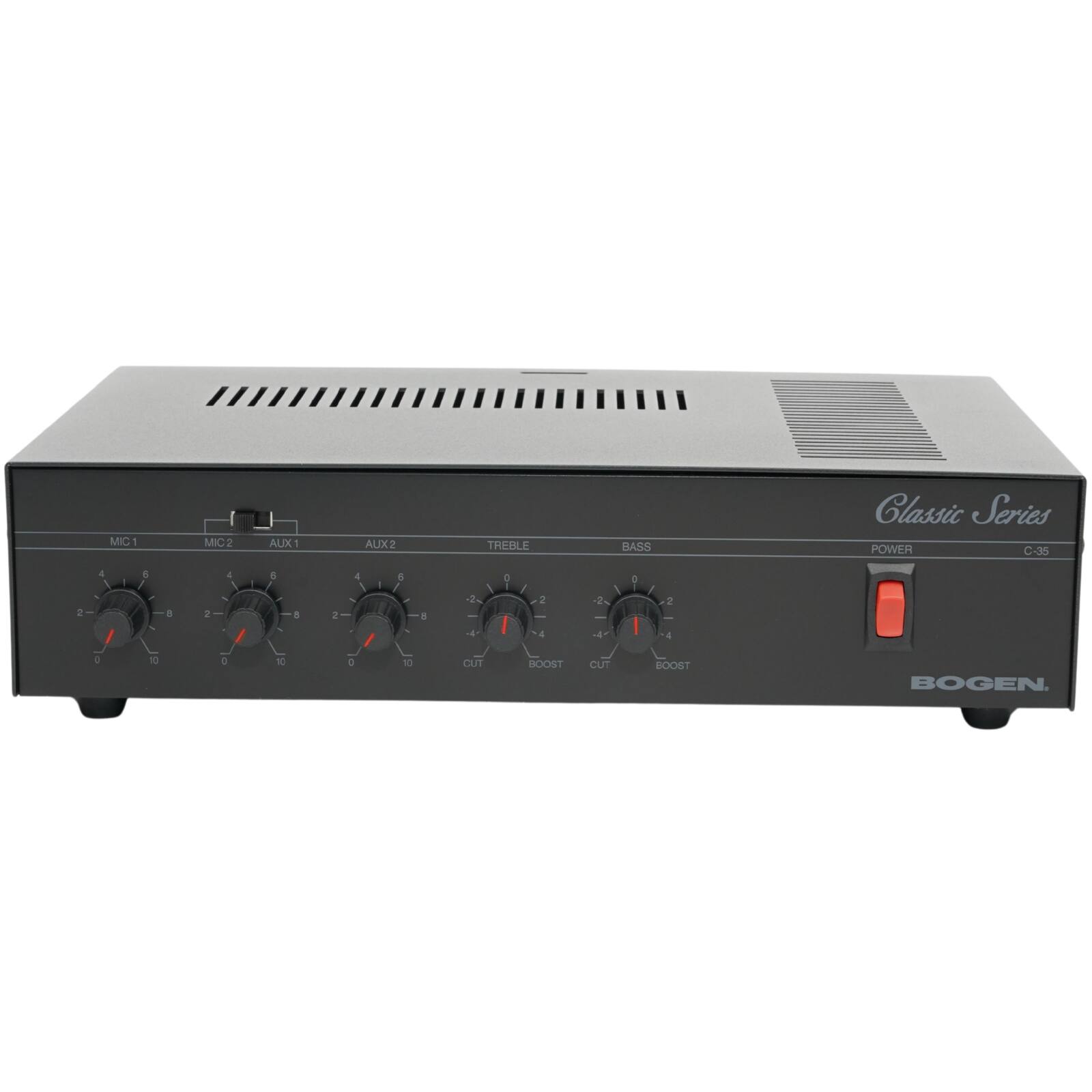 Bogen - C35 Classic Series 35W Public Address Mixer Amplifier, 4-Input PA System, 25V-70V, Rack Mountable, UL Listed - Black