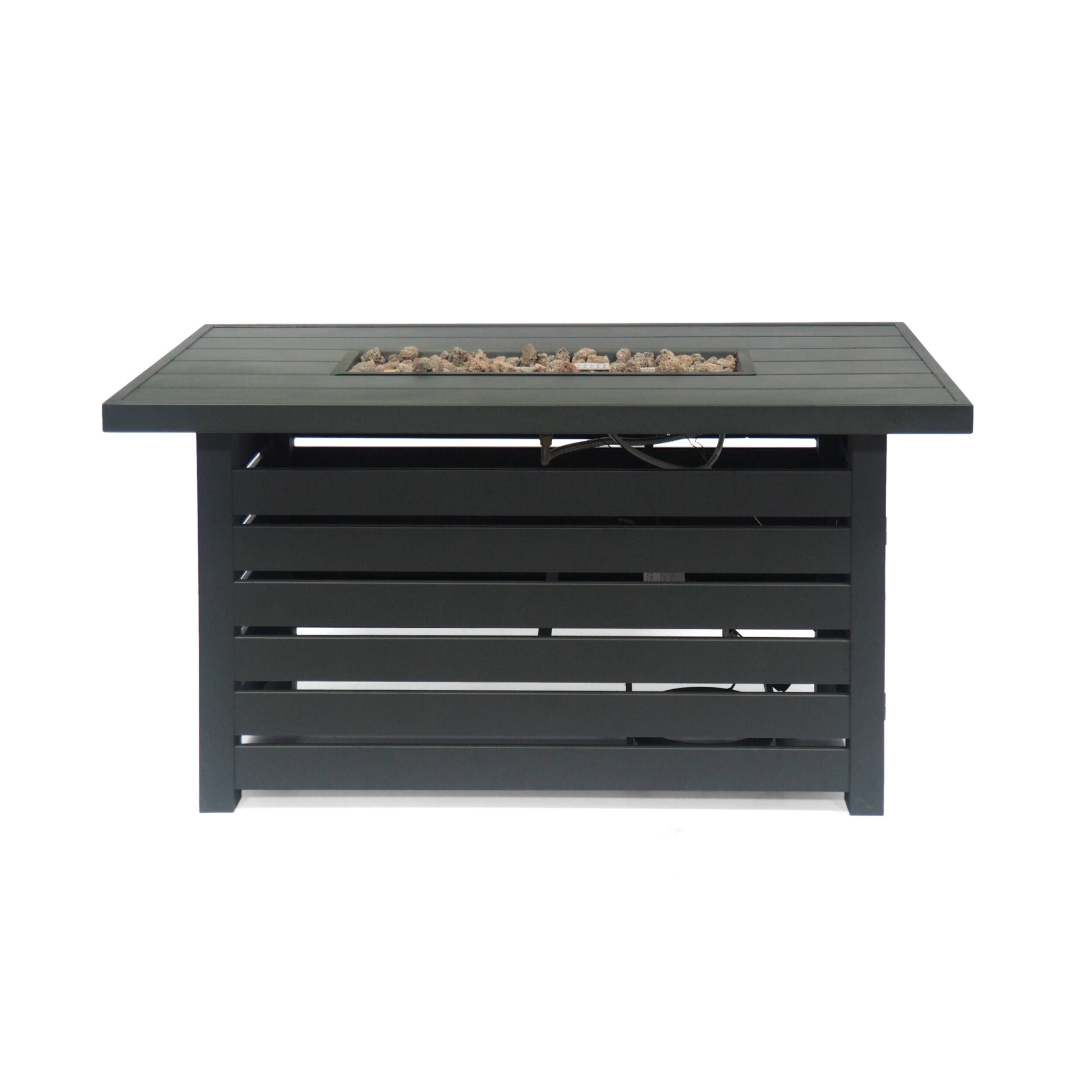 Angle. Dexmalle - Dexmalle-30,000BTU Rectangular Iron Fire Pit -Tank Cover Inside.