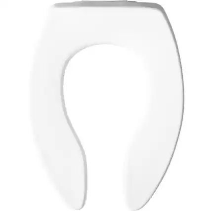 Front. BEMIS - Bemis Elongated Open Front Less Cover Commercial Plastic Toilet Seat in White Commercial Fastening System Check Hinge - White.