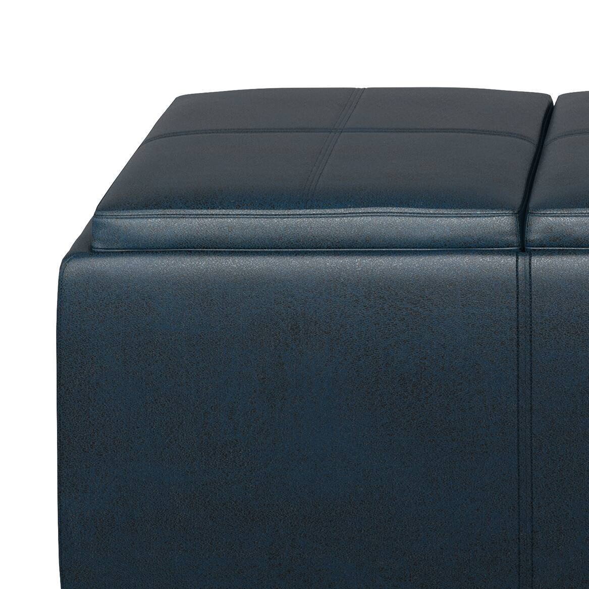 Alt View 11. Simpli Home - Avalon Storage Ottoman - Distressed Dark Blue.