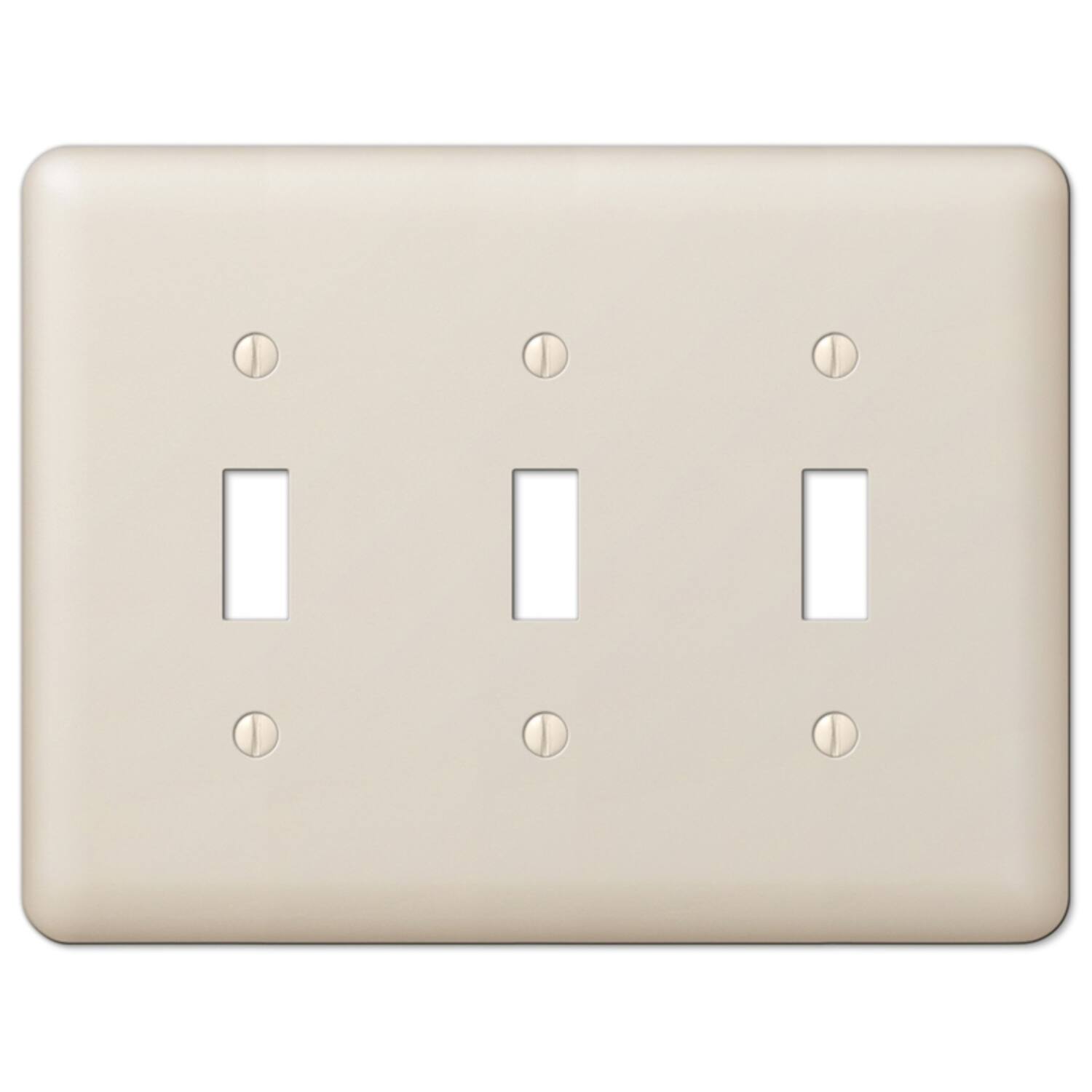 Angle. AMERELLE - Amerelle Devon Light Almond 3 gang Stamped Steel Toggle Wall Plate 1 pk - Almond.