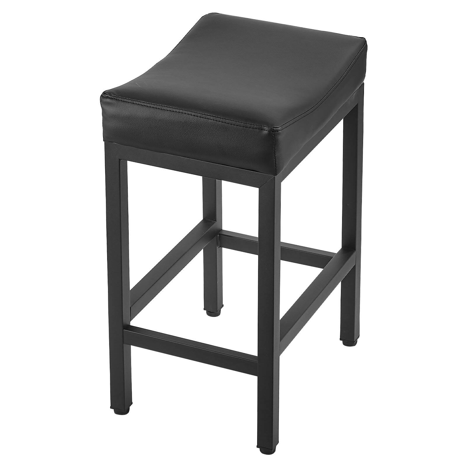 Alt View 5. VEVOR - Set of 2 PU Leather Bar Stools, 25-inch Counter Height Saddle-Seat with Metal Legs, Backless Design - Black.
