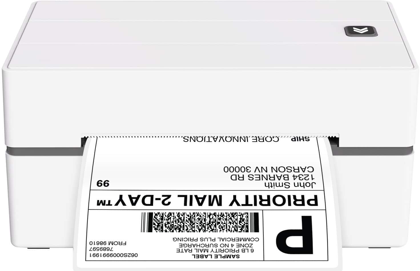Core Innovations - CTP750BY 4x6 Thermal Shipping Label Wireless Printer plus 75 Labels, Label Holder & USB-C Adapter - White