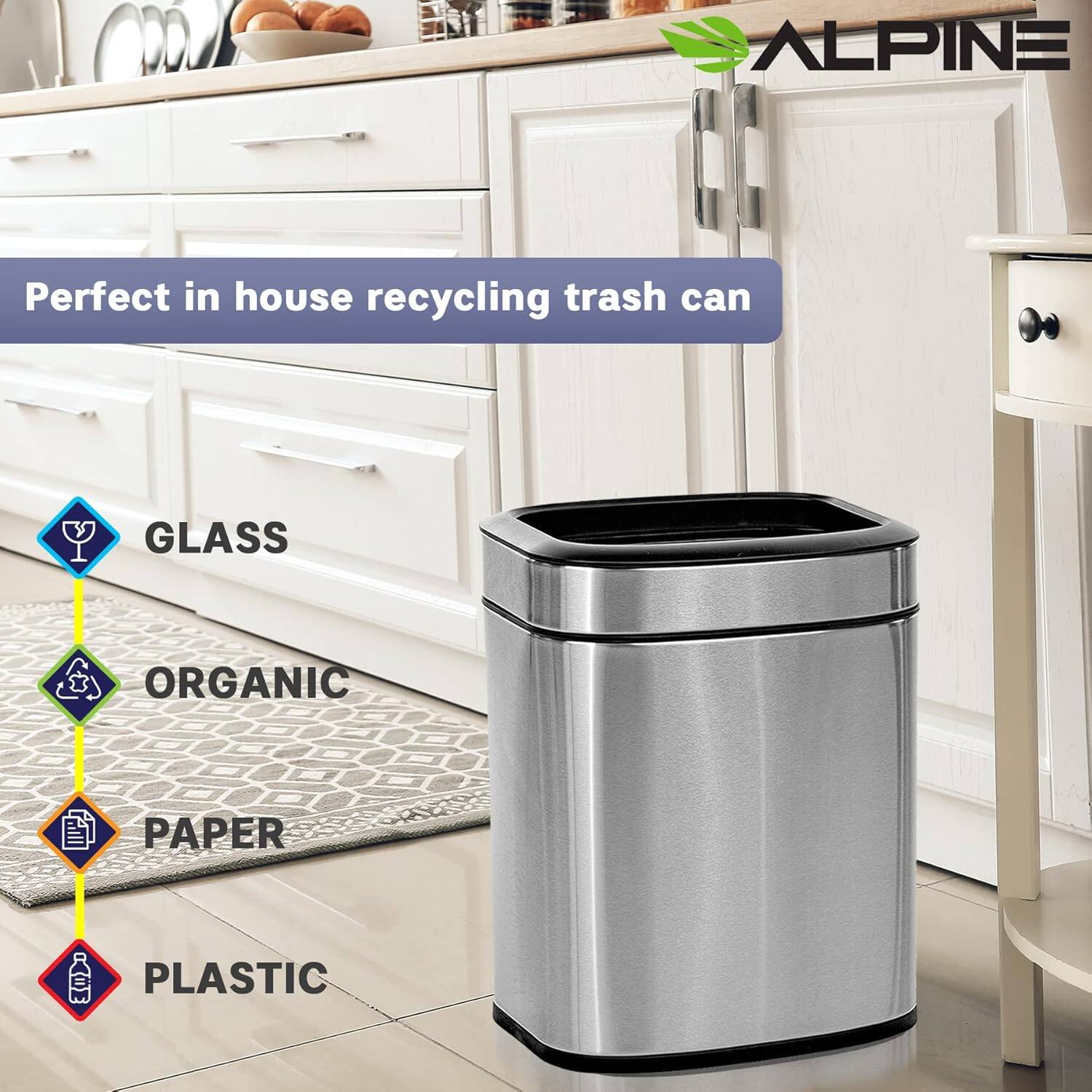 ALPINE Perfect in house recycling trash can
GLASS
ORGANIC
PAPER
PLASTIC