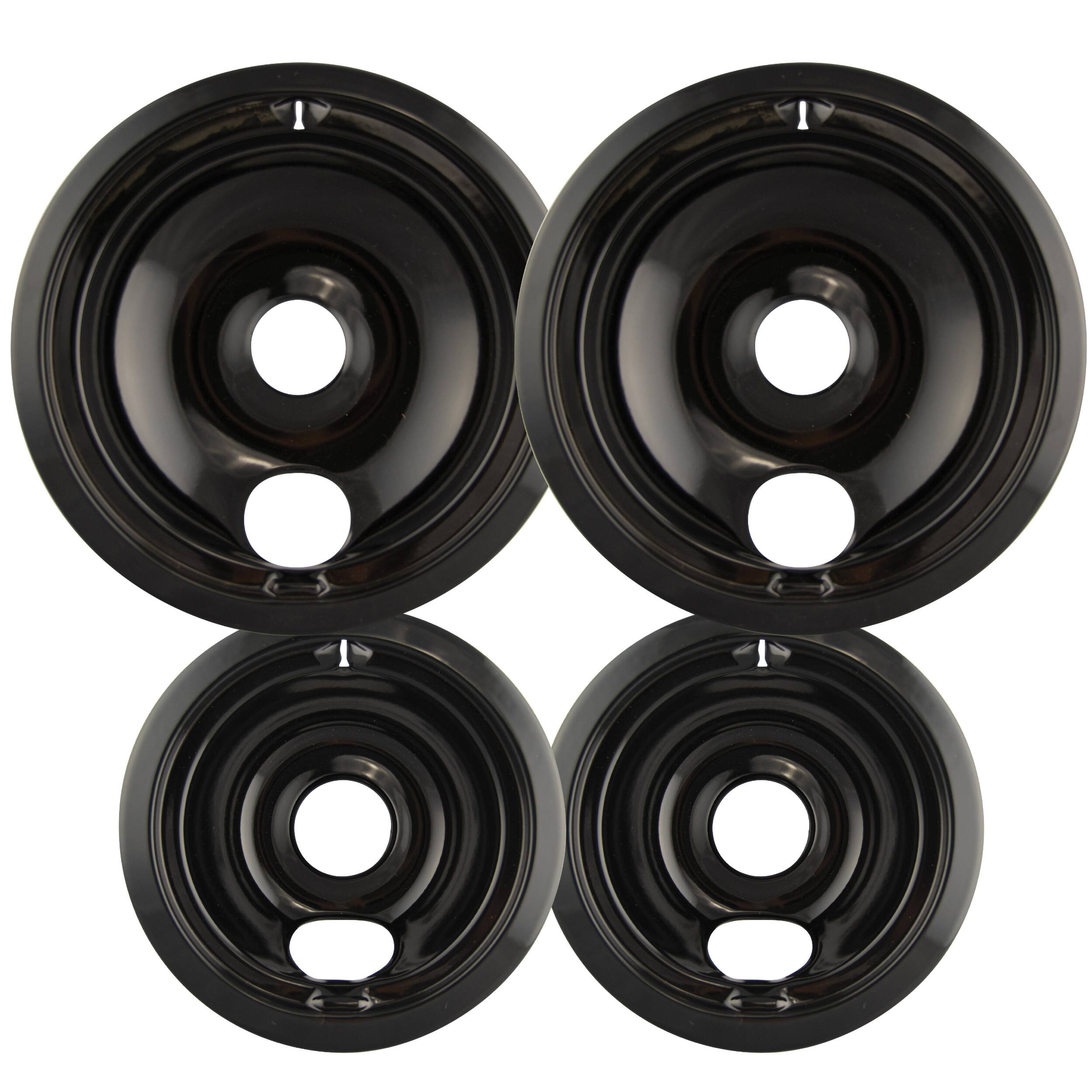 Alt View 1. Range Kleen - Range Kleen P119204XN Style B 4pk Heavy Duty Black Porcelain Drip Bowls, 2 Large and 2 Small.