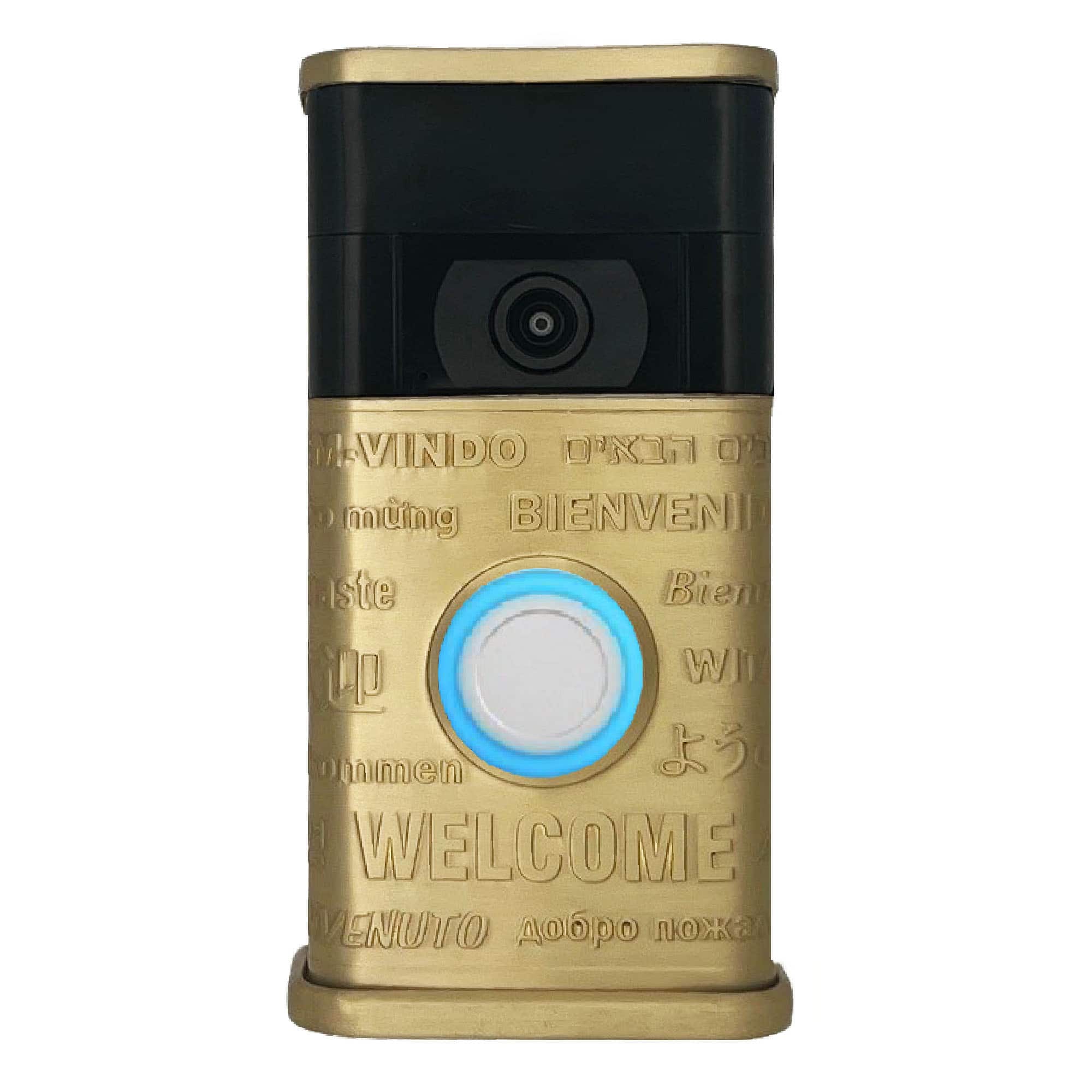 Michael Healy - Multilingual Welcome Video Doorbell Cover (Ring 2nd Gen) - Satin Brass