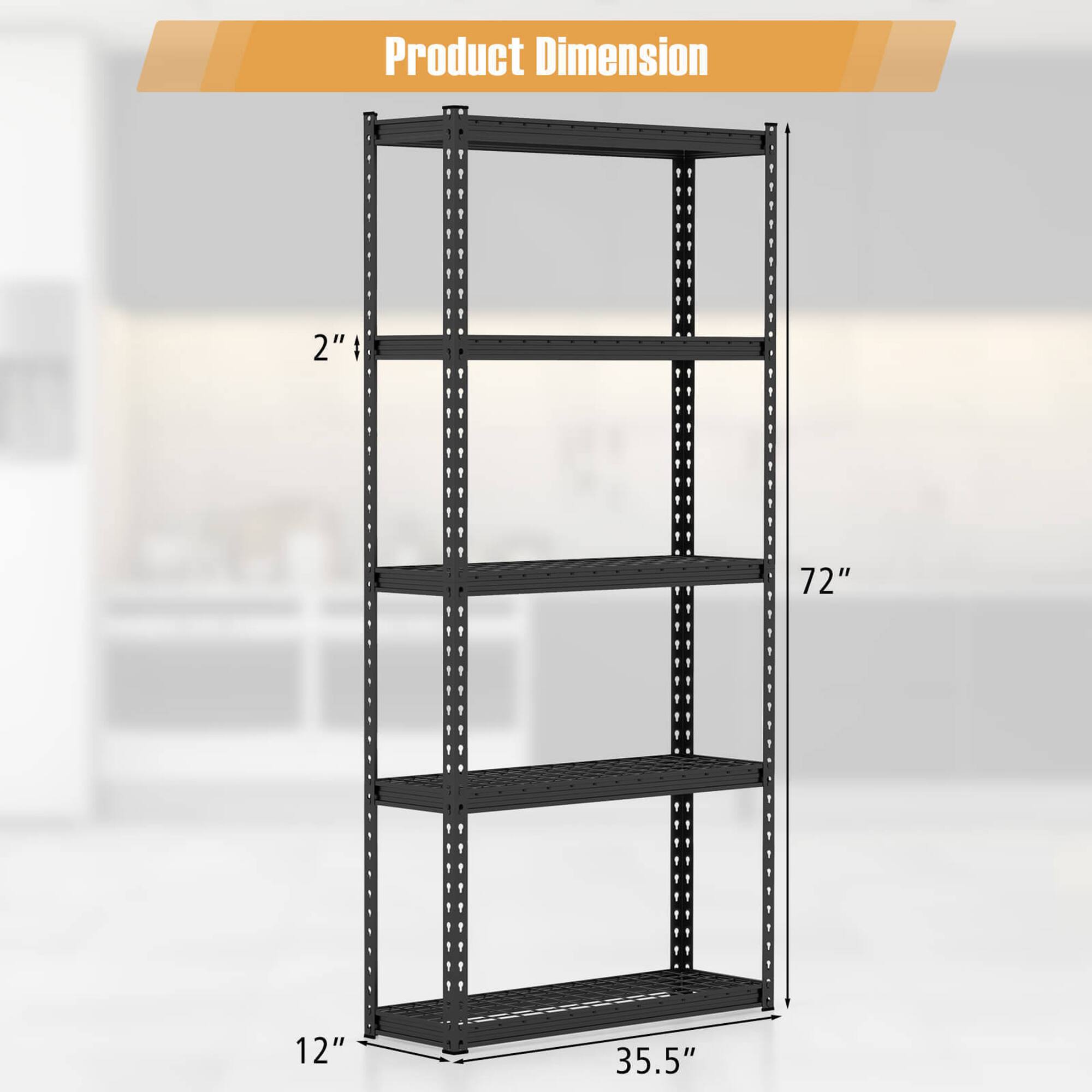 Alt View 1. Gymax - Gymax 2PCS 5-Tier Heavy Duty Storage Shelf Storage Utility Rack Shelf w/Anti-tipping Device - Black.