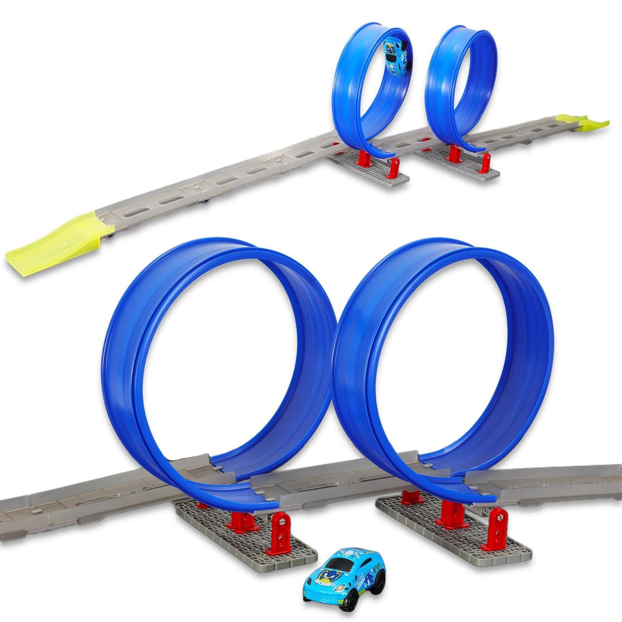 Alt View 10. Forever Clever - Sonic The Hedgehog Turbo Speed Double Loop Buildable Track Set - Multi-Colored.