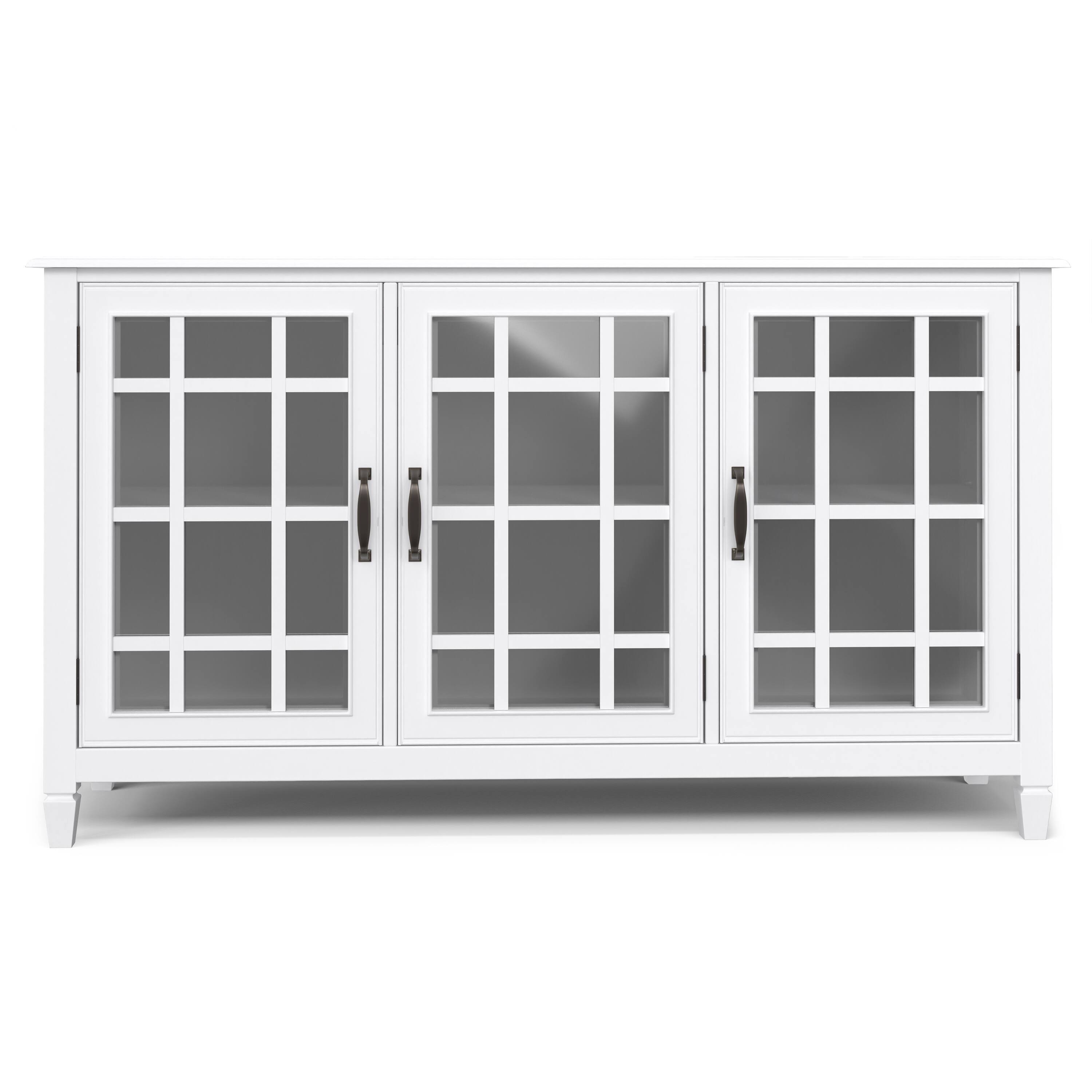 Left. Simpli Home - Connaught SOLID WOOD 60 inch Wide Traditional Wide Storage Cabinet Buffet in White - White.