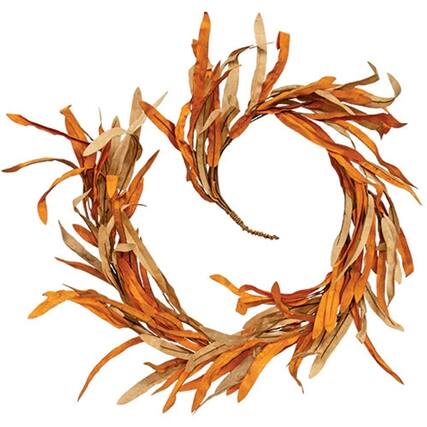 Front. BreeBe - Soft Touch Tucson Yucca Leaves Garland - 5 Ft. - Orange, Cream.