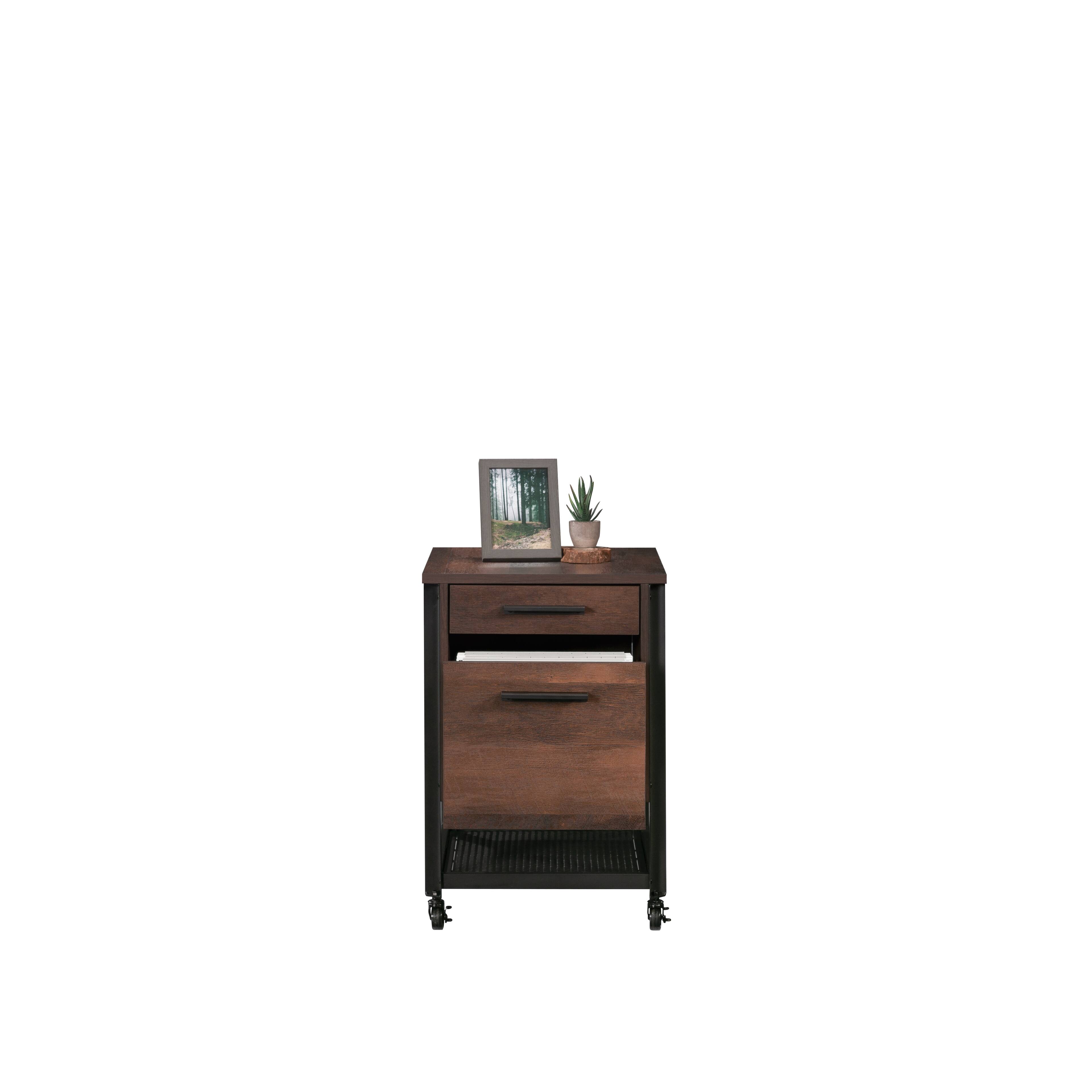 Alt View 2. TinyHomie - Pedestal File Cabinet Antique Dark Oak finish.