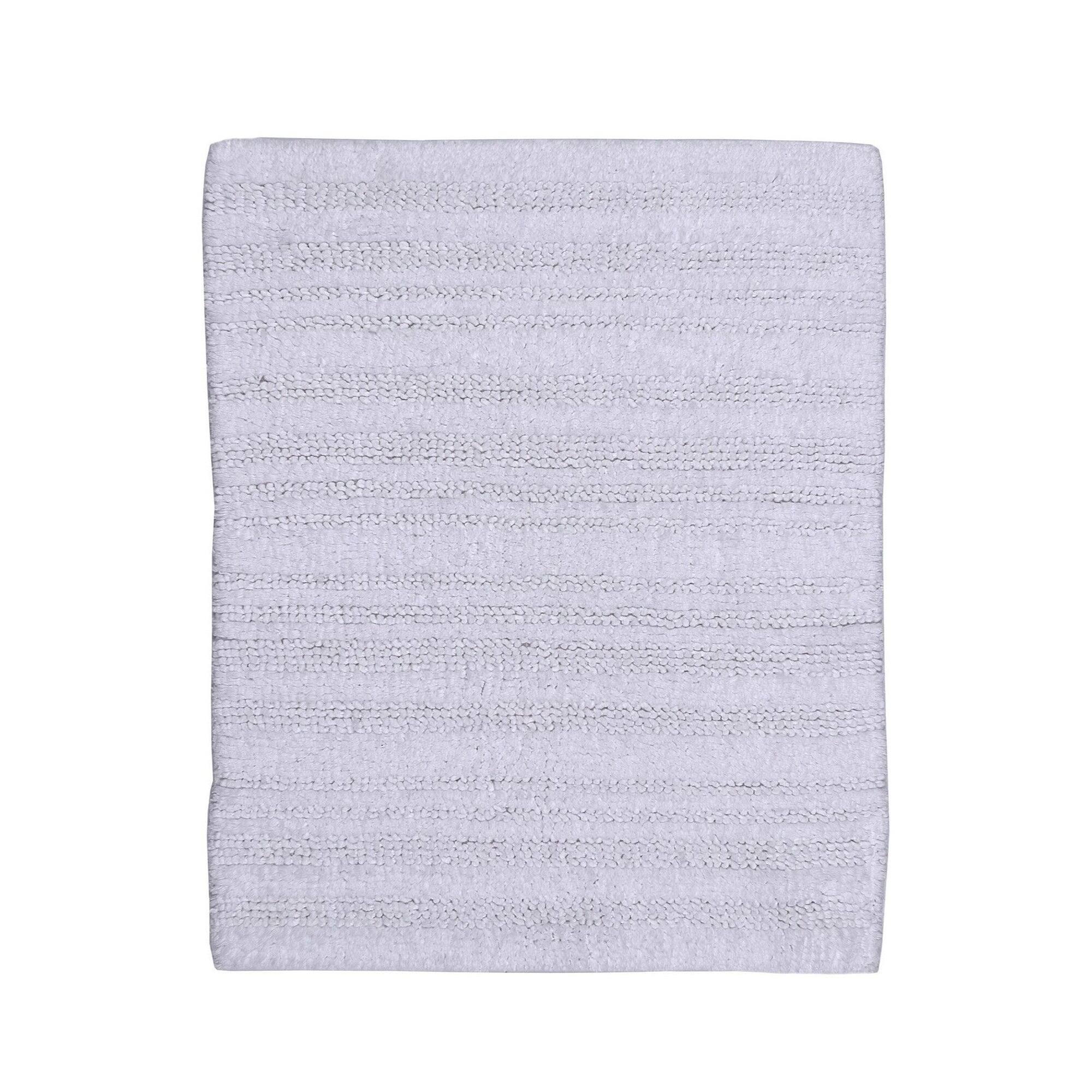 Angle. Knightsbridge - Knightsbridge Plush Cotton Reversible Bath Rug - Luxurious White Block Pattern - white.