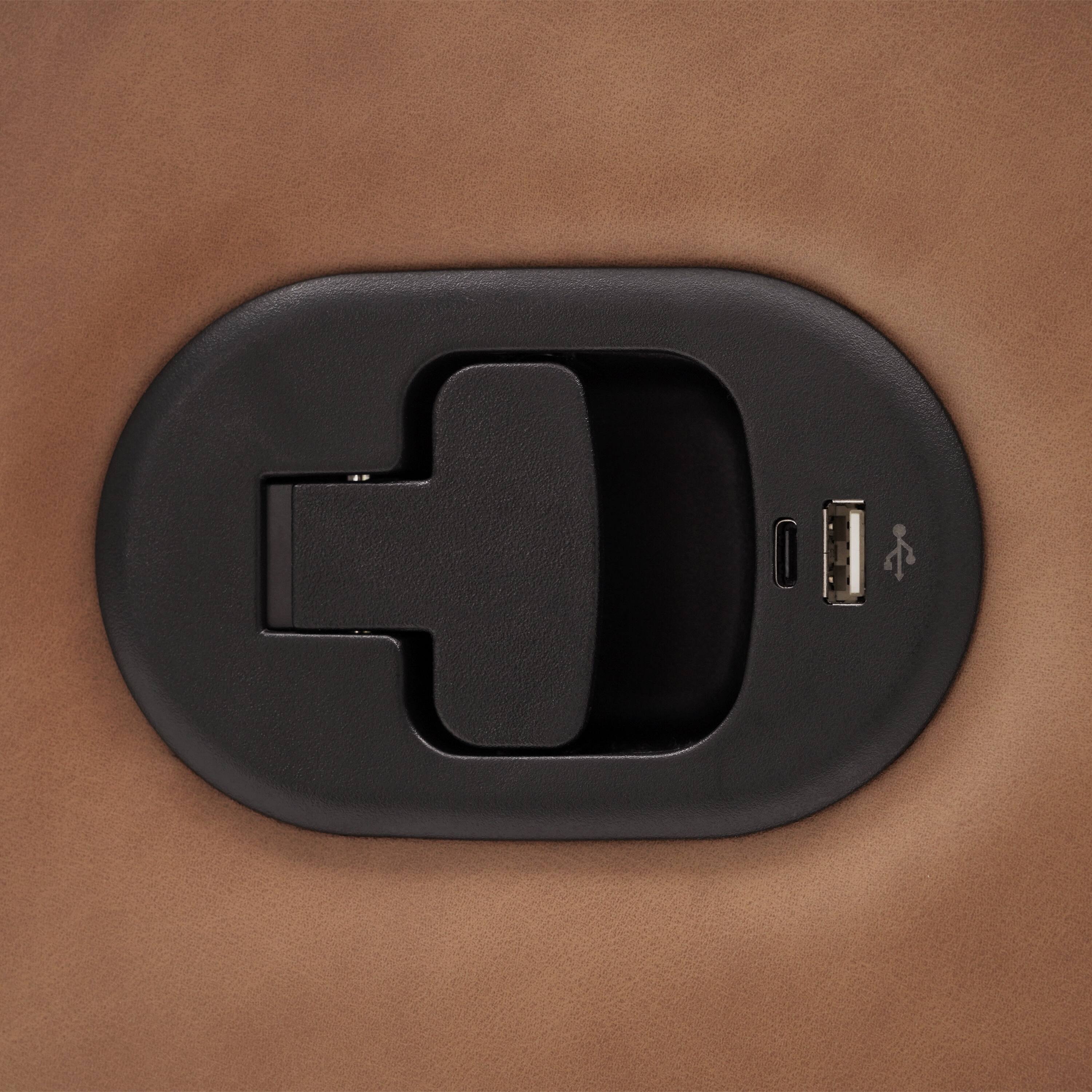 Alt View 8. Emma + Oliver - Mari Swivel Glider Rocker Recliner with USB/USB-C Charging Ports, Manual 270 Degree Swivel Recliner - Cognac LeatherSoft.