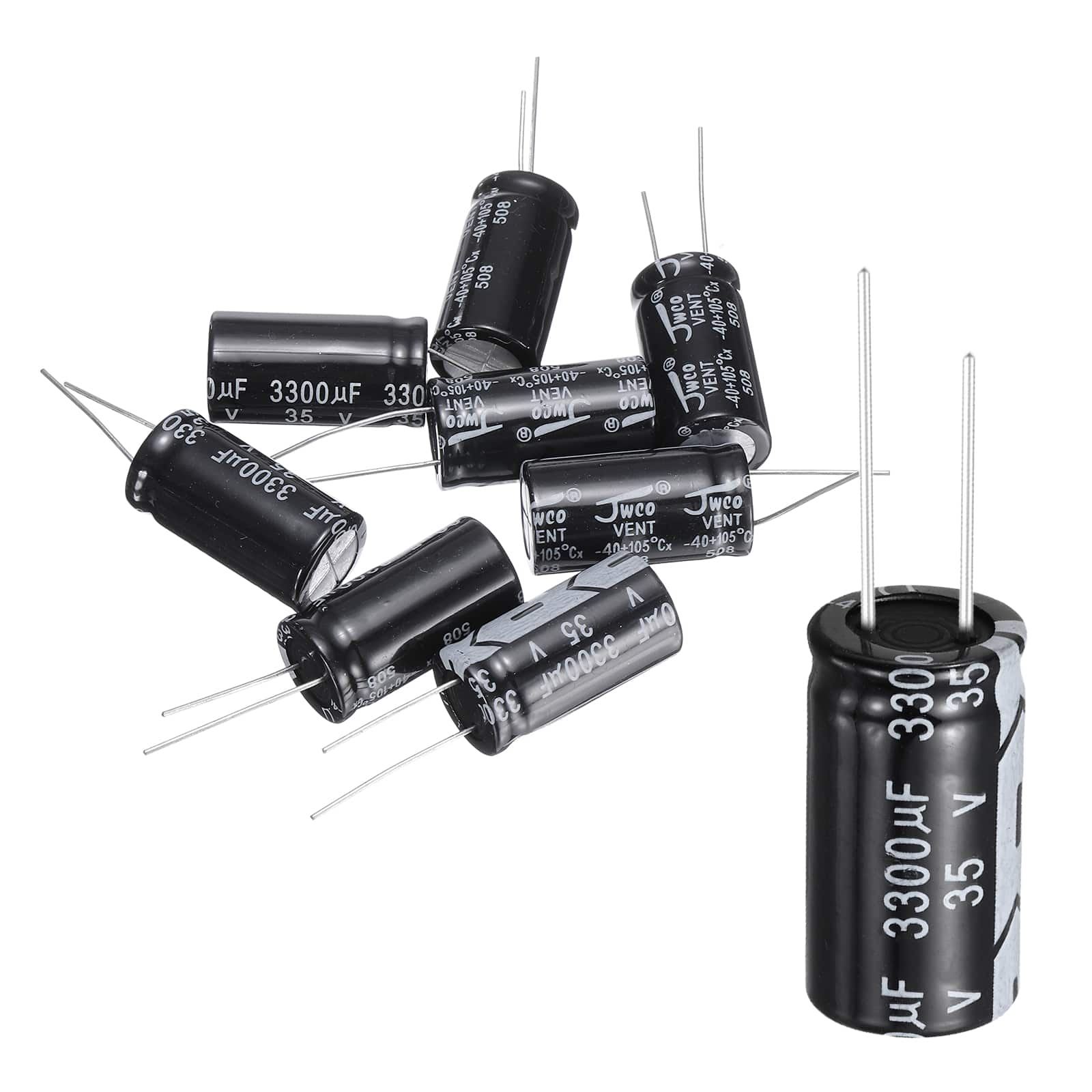 Unique Bargains - 8pcs 3300uF 35V 16x31mm 105C Radial Aluminum Electrolytic Capacitor for TVs LCD Monitor VCD - Black