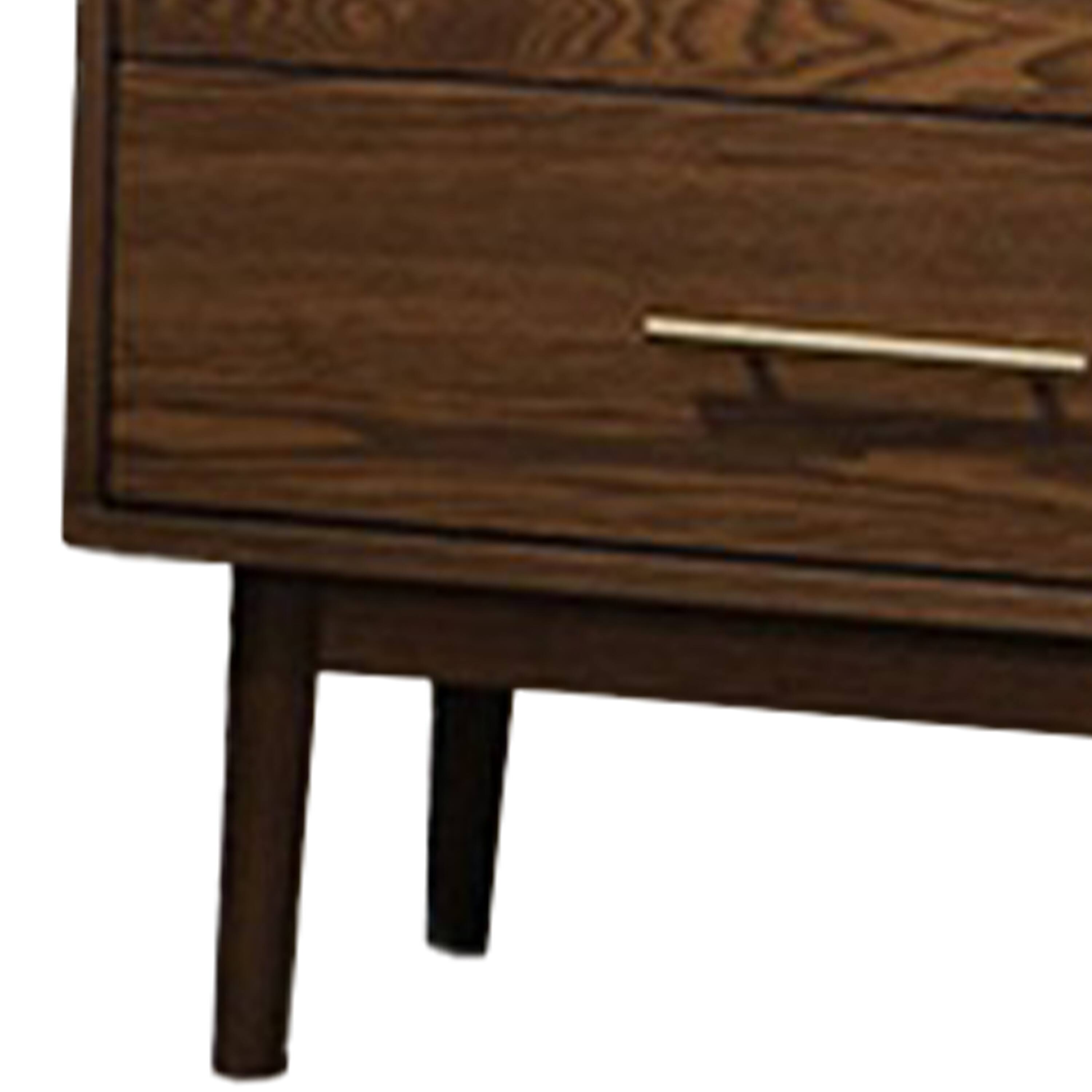Alt View 2. Manhattan Lane - Roma Nightstand, 2 Drawers, Nickel Bar Handles,Solid Wood - Walnut Brown, Nickel.