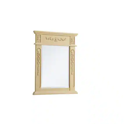 Front. Elegant Decor - Wood Frame Mirror 22 Inch X 28 Inch In Light Antique Beige - Light Antique Beige.