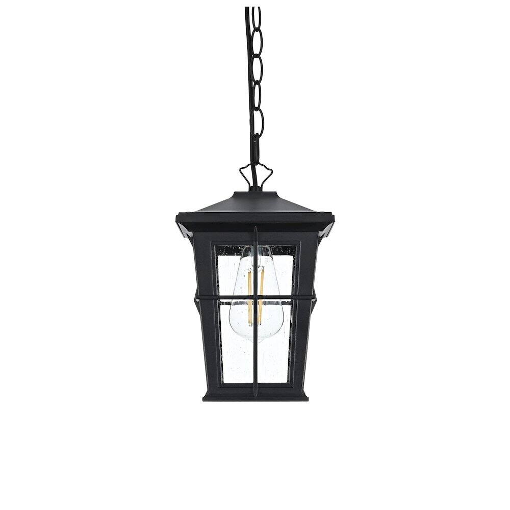 Left. Elegant Lighting - Bodine 7 inch Outdoor Pendant in Black - Black.