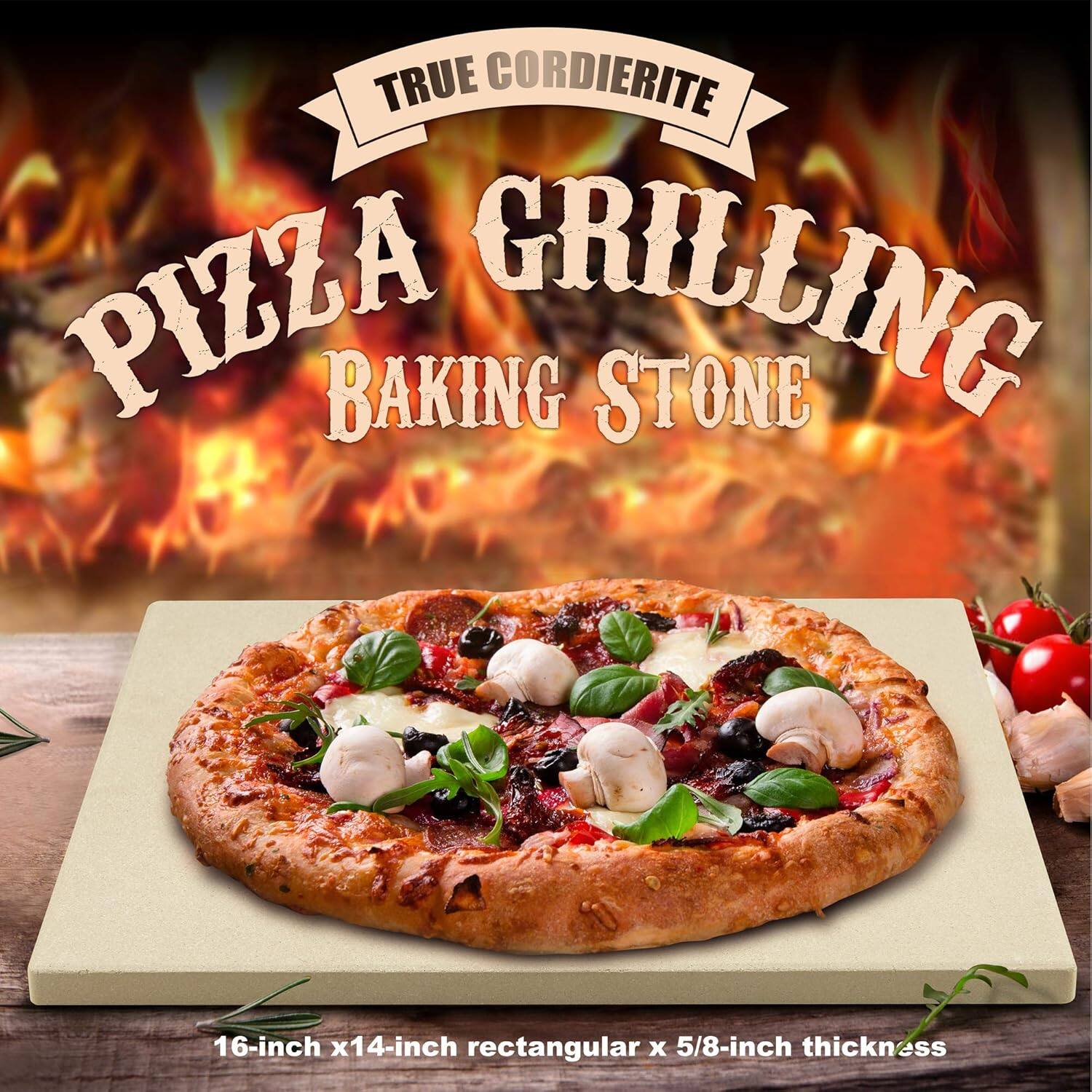TRUE CORDIERITE PIZZA BAKING GRILLING STONE  
16-inch x 14-inch rectangular x 5/8-inch thickness