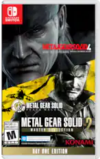 NINTENDO SWITCH
METAL GEAR SOLID 4
GUNS OF THE PATRIOTS
TACTICAL ESPIONAGE ACTION
METAL GEAR SOLID
PEACE WALKER
METAL GEAR SOLID Vol. 2
MASTER COLLECTION
MATURE 17+
JEUNES ADULTES 17+
Download & microSD card required.
Téléchargement et carte MicroSD requises.
ESRB 2026
Konami Digital Entertainment
KONAMI
DAY ONE EDITION
