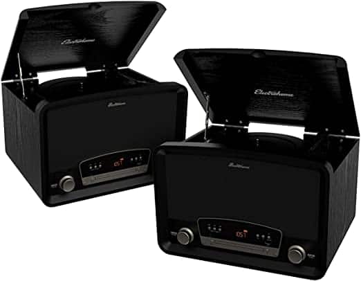 Electrohome - Kingston Vintage Vinyl Record Player Stereo System - 2 PACK - Black