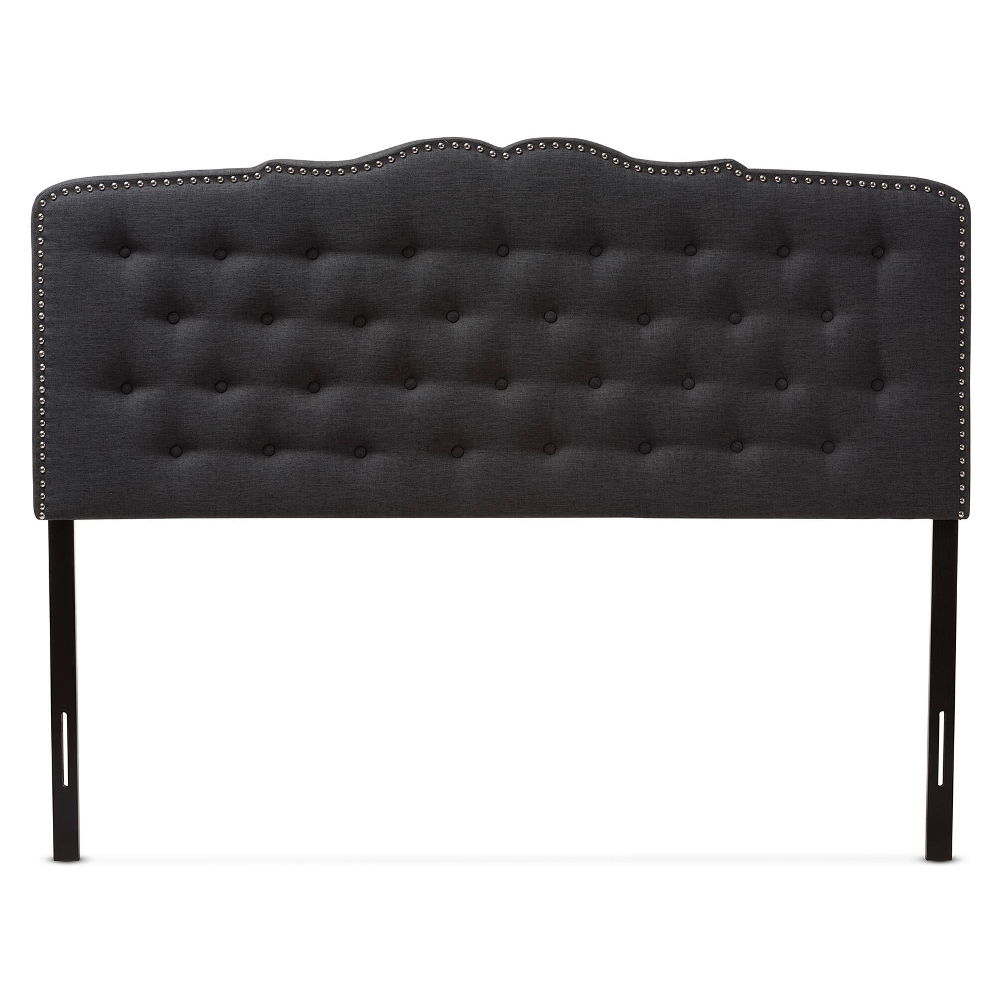 Angle. Baxton Studio - Lucy Modern and Contemporary Fabric King Size Headboard - Dark Grey.