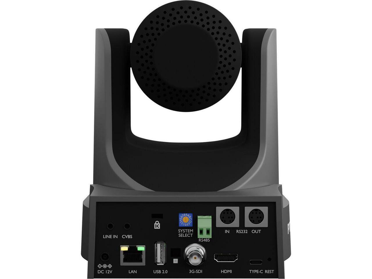 LINE IN CVBS  
SYSTEM SELECT  
RS485 IN RS232 OUT  
DC 12V  
LAN  
USB 2.0  
3G-SDI  
HDMI  
TYPE-C REST