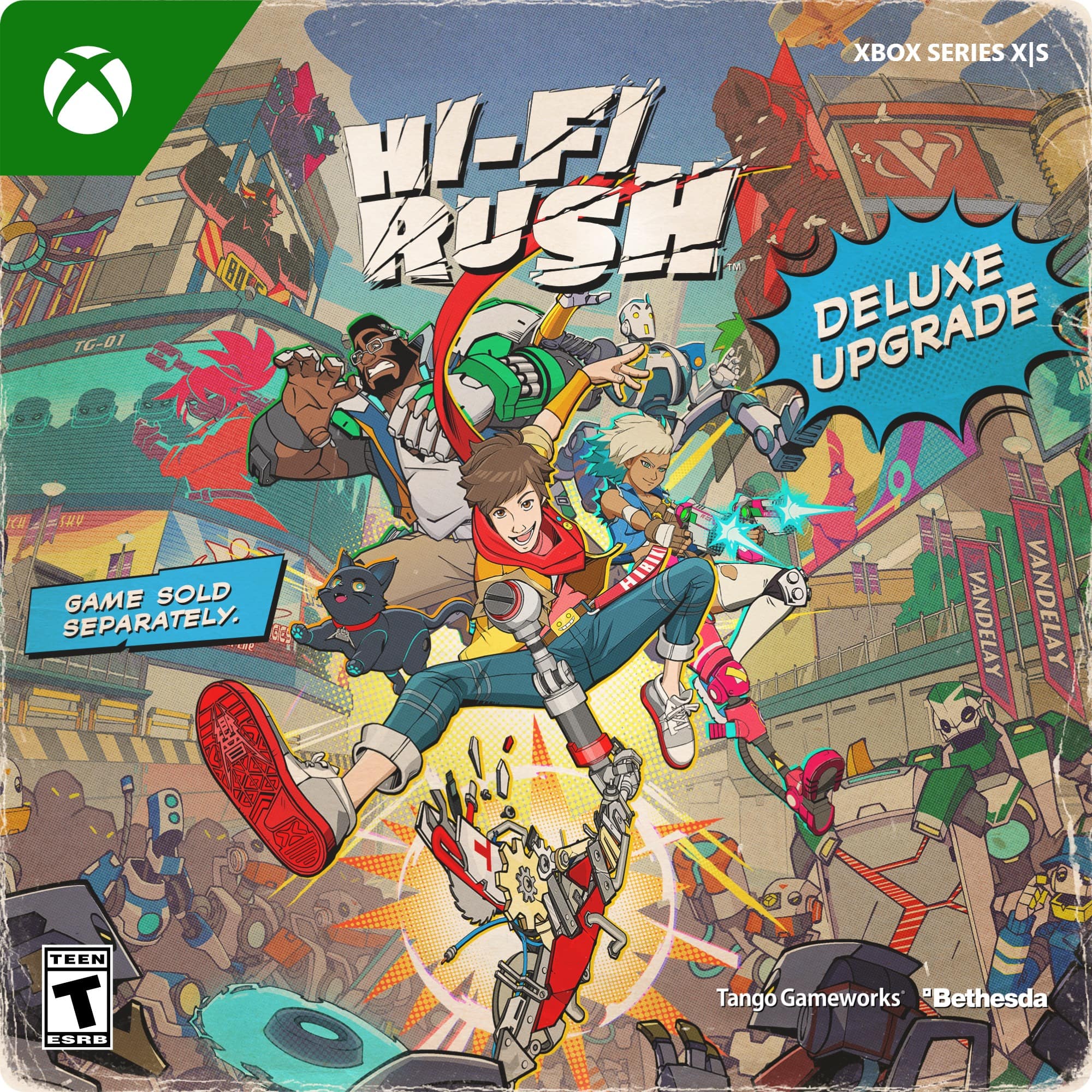 "Wi-Fi Rush Deluxe Upgrade" is a game that is part of the Xbox Series X. It is sold separately and developed by Tango Gameworks and published by Bethesda.