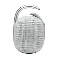 Front. JBL - Clip 4 Portable Mini Bluetooth Speaker, IP67, 10h - White Colour.
