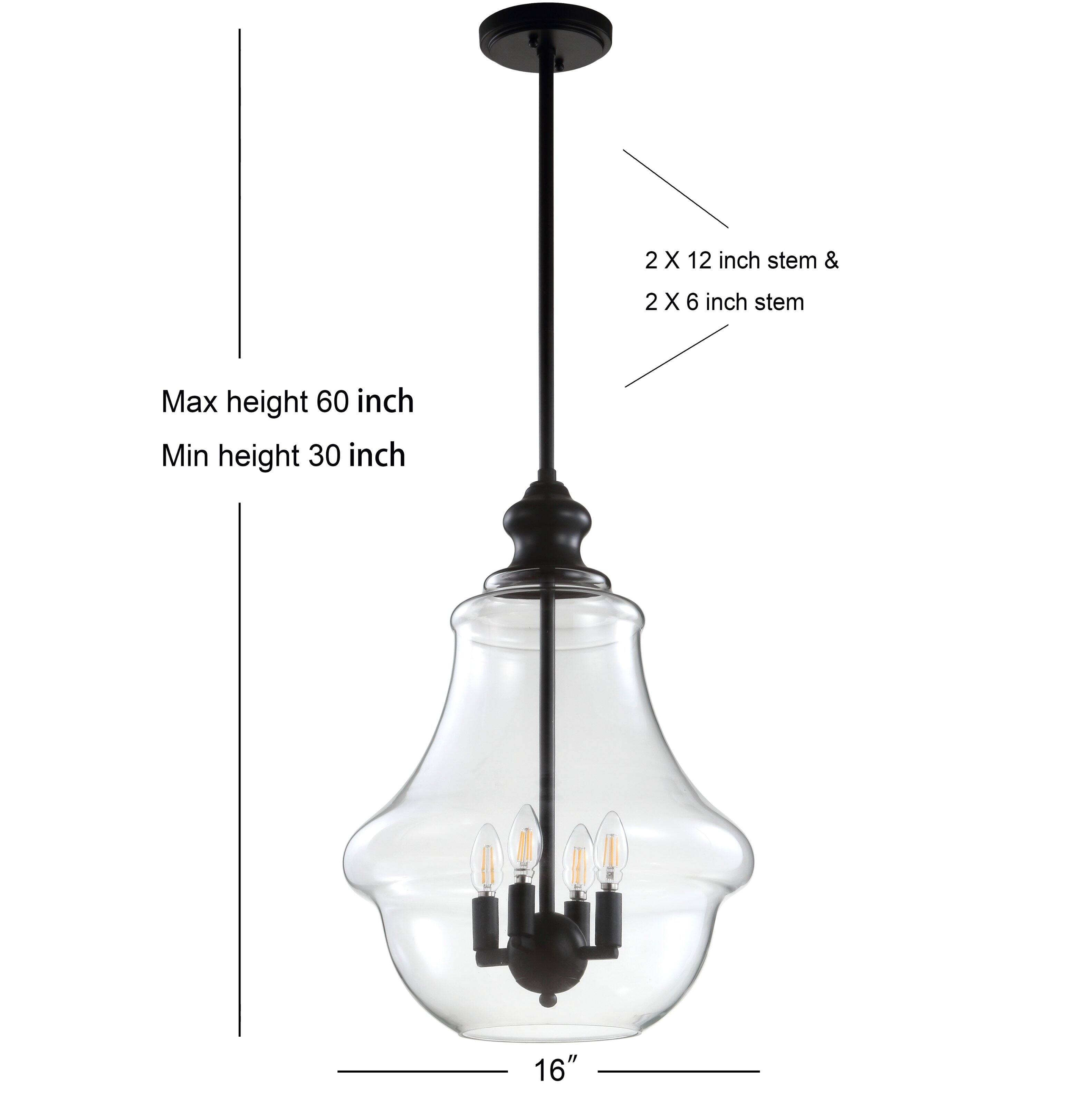 2 X 12 inch stem & 2 X 6 inch stem  
Max height 60 inch  
Min height 30 inch  
16"