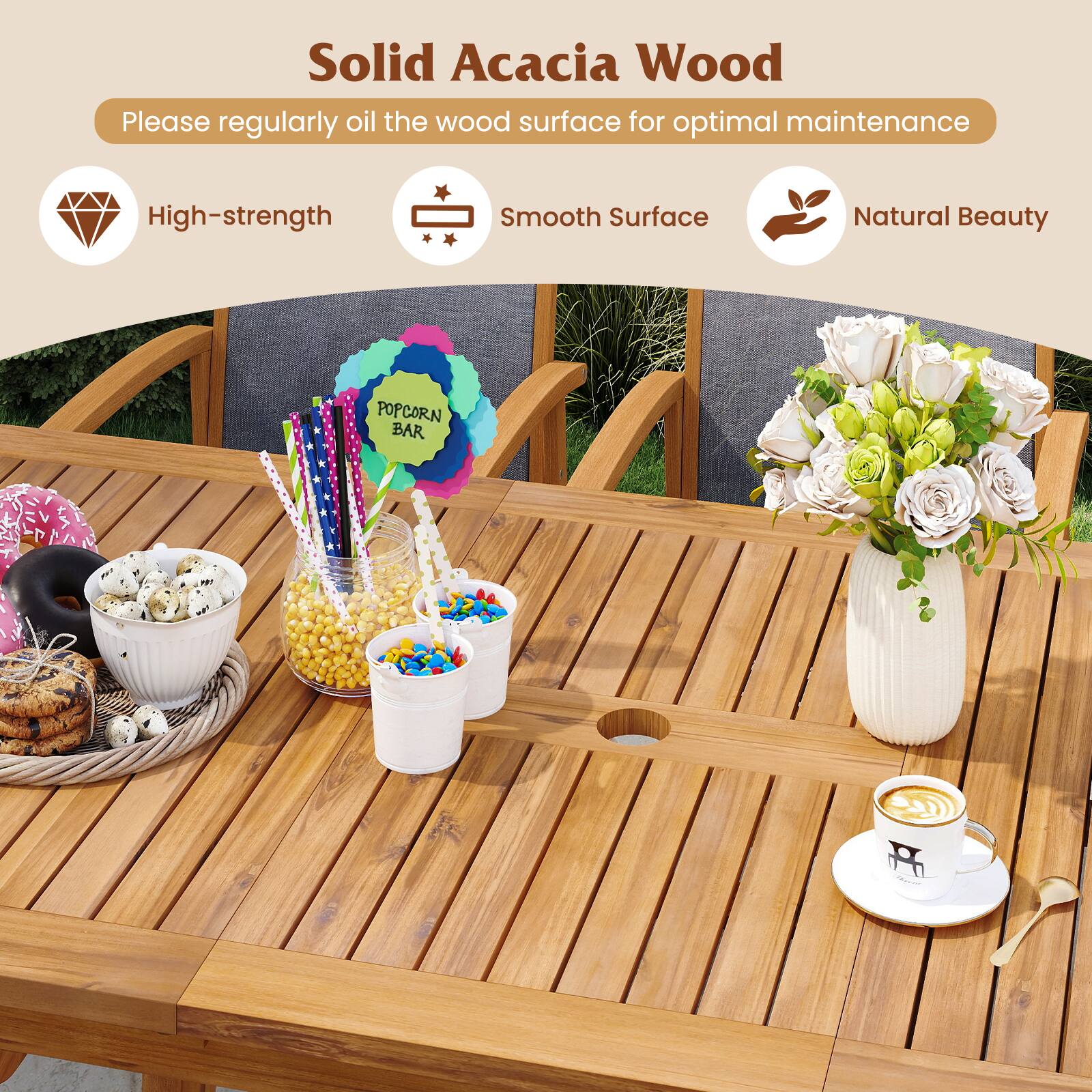 Solid Acacia Wood: Please regularly oil the wood surface for optimal maintenance. High-strength Smooth Surface Natural Beauty Popcorn Bar