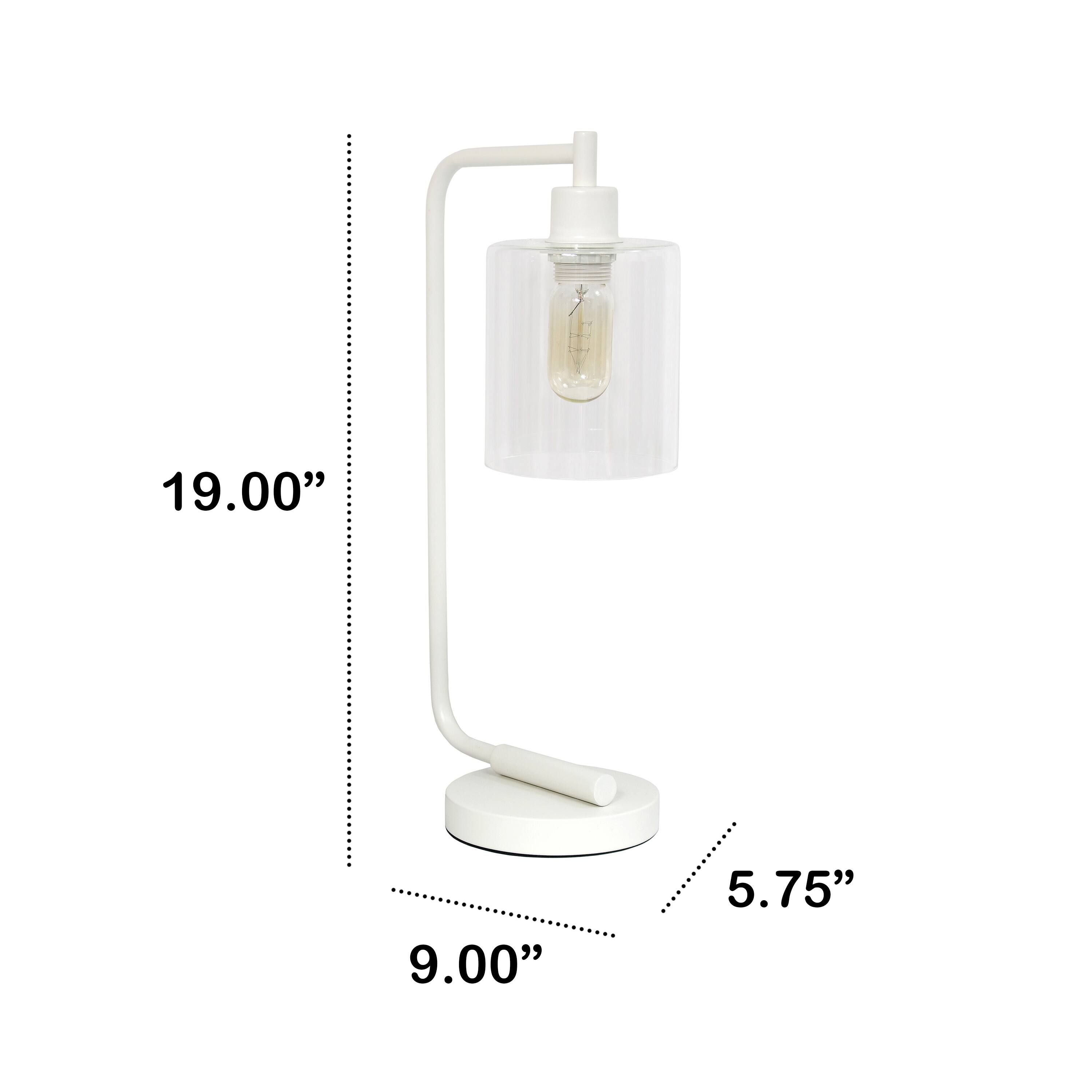 Left. Lalia Home - Modern Iron 450lm Desk Lamp with Glass Shade - White.