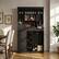 Alt View 9. Famapy - 78" Tall American Style Wine Cabinet with Storage – Fits Wine Fridge, Glass Rack, 16 Bottle Cubby, Drawers - Black.