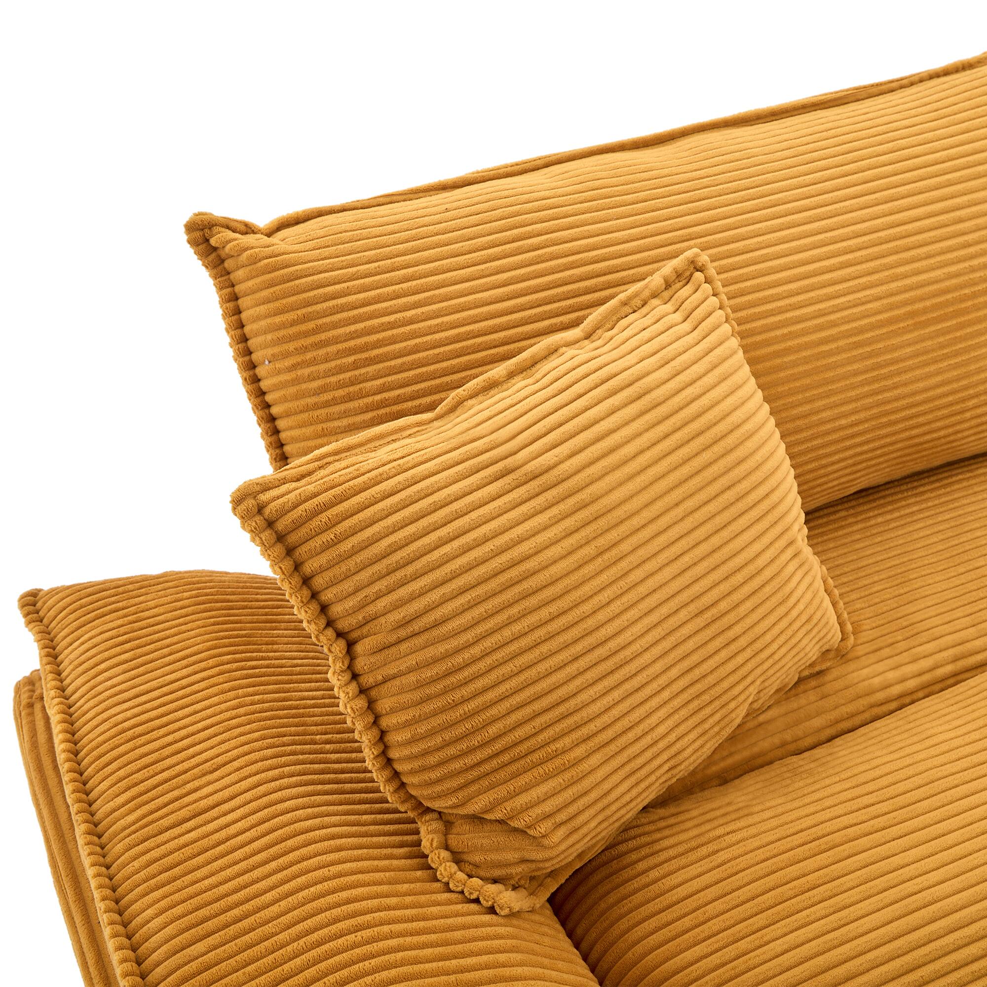 Alt View 7. Tiramisubest - Corduroy Couch Loveseat Sofa with Pillows,Comfy Upholstered Deep Seat Sofa for Bedroom,Living Room,Office-Yellow - Yellow.