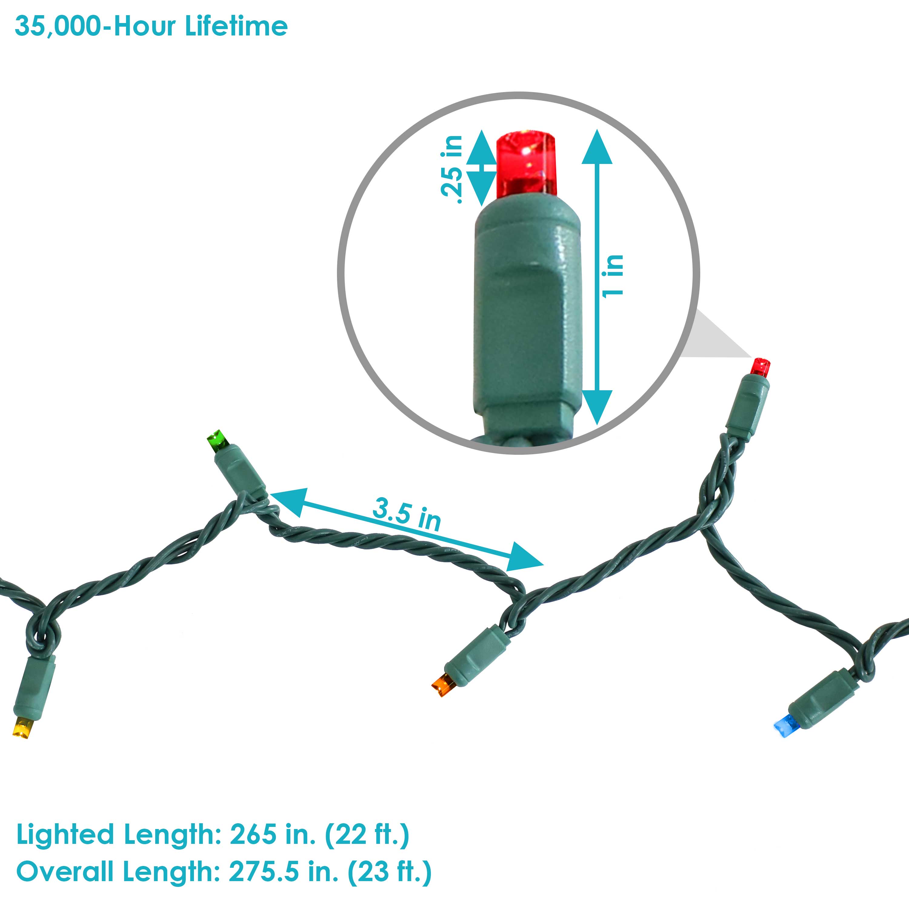 35,000-Hour Lifetime

Lighted Length: 265 in. (22 ft.)
Overall Length: 275.5 in. (23 ft.)

25 in
1 in
3.5 in