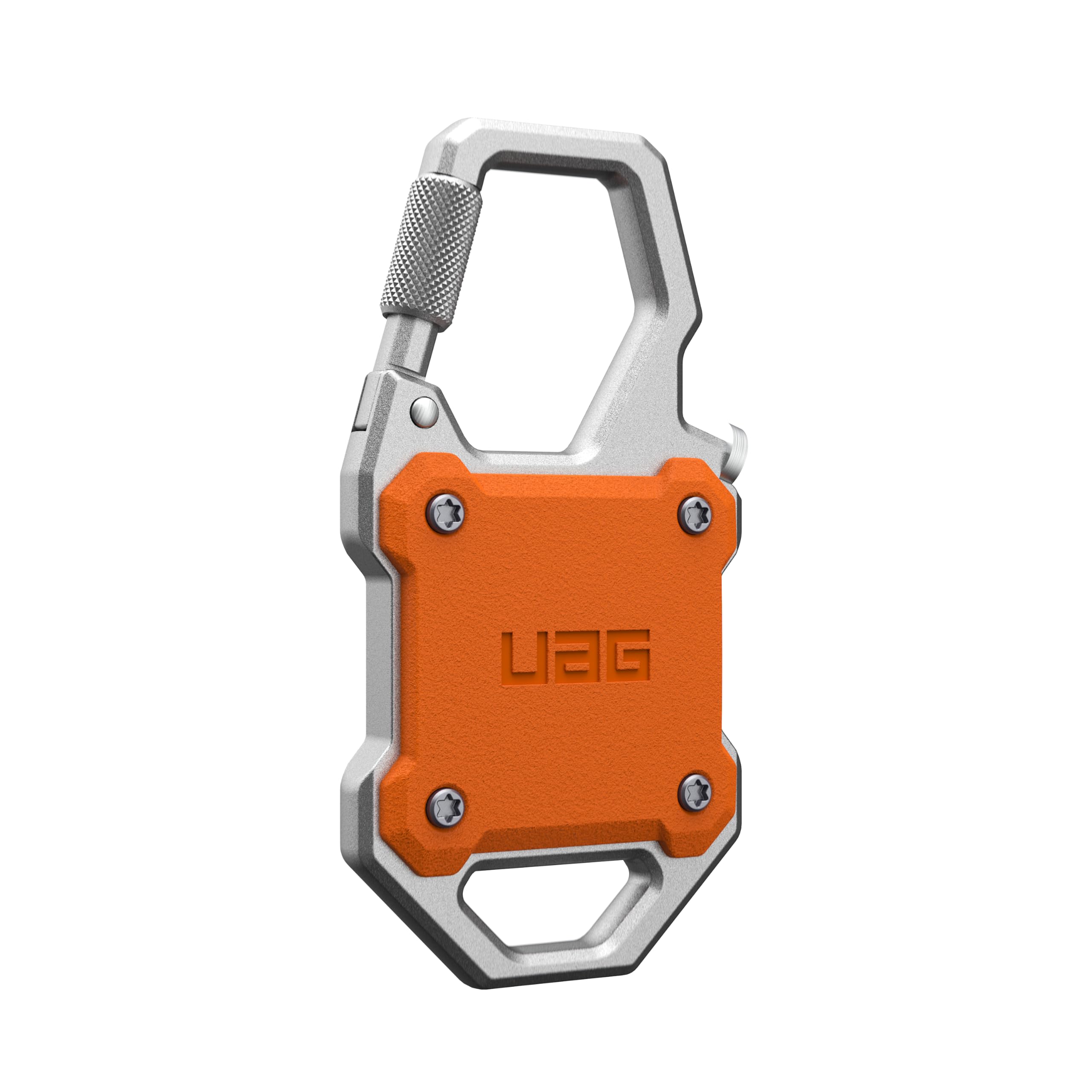 Alt View 5. UAG - AirTag Case w Built-in Bottle Opener & Carabiner for Keys, Luggage & Bags - Orange/Silver.