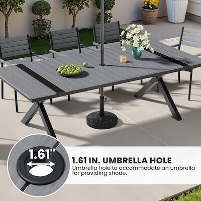 1.61" 1.61 IN. UMBRELLA HOLE Umbrella hole to accommodate an umbrella for providing shade.