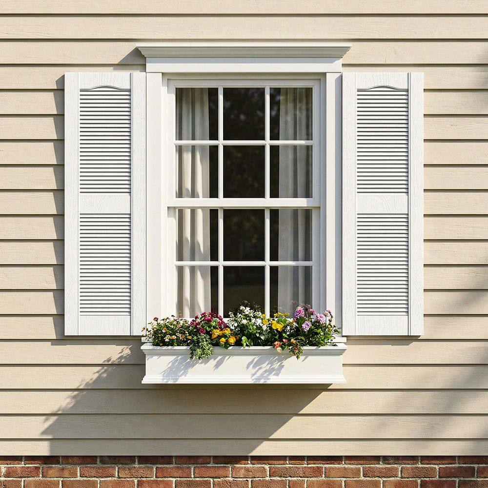 Alt View 4. Kadyn - Decorative Faux Shutters, Sturdy, Hassle-Free Design for Indoor & Outdoor Use, 14"x25", White - White.